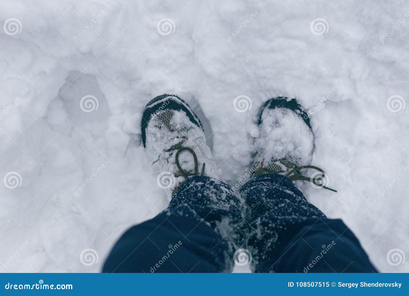 Legs in the snow stock image. Image of icicles, disaster - 108507515