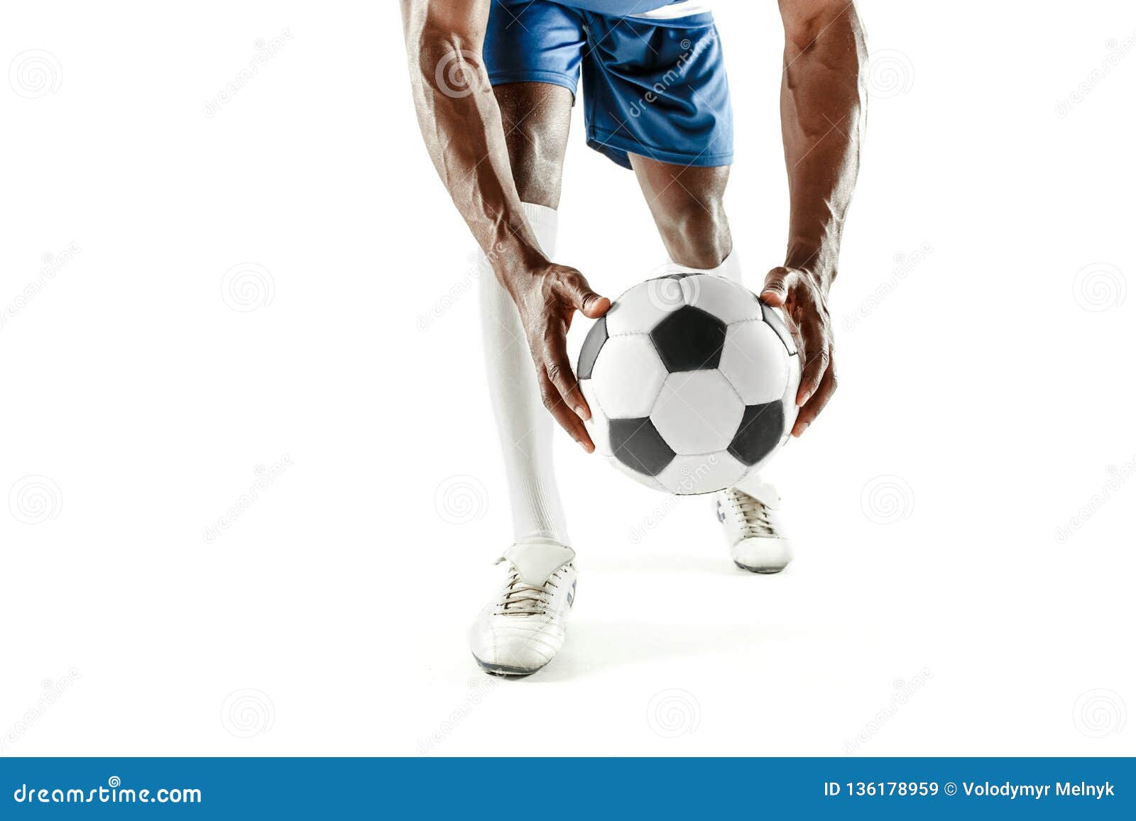 Legs Of Soccer Player Close Up Isolated On White Stock Image Image Of Professional Legs