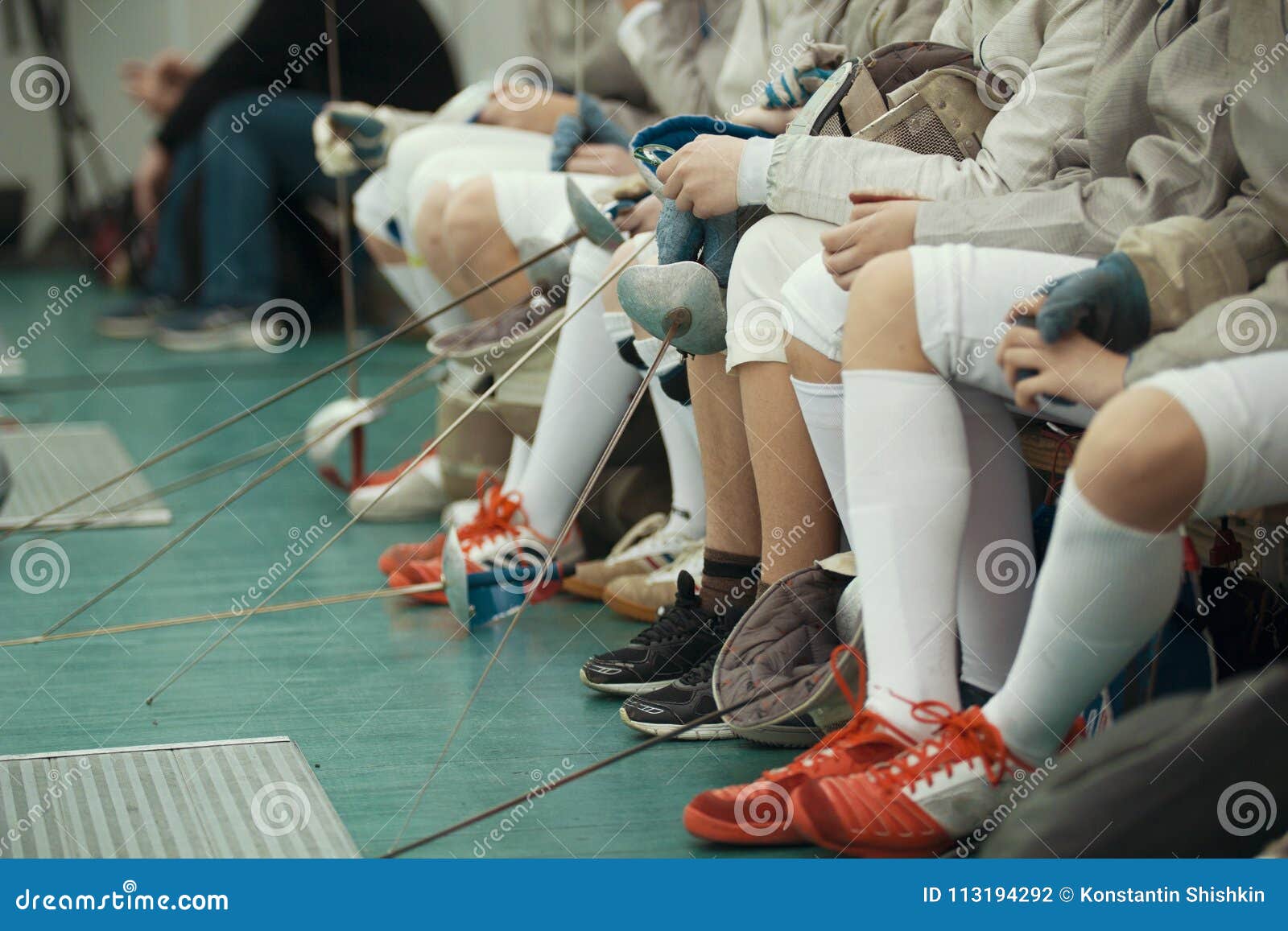 Legs of Young Participants of Fencing Competition Stock Photo Image