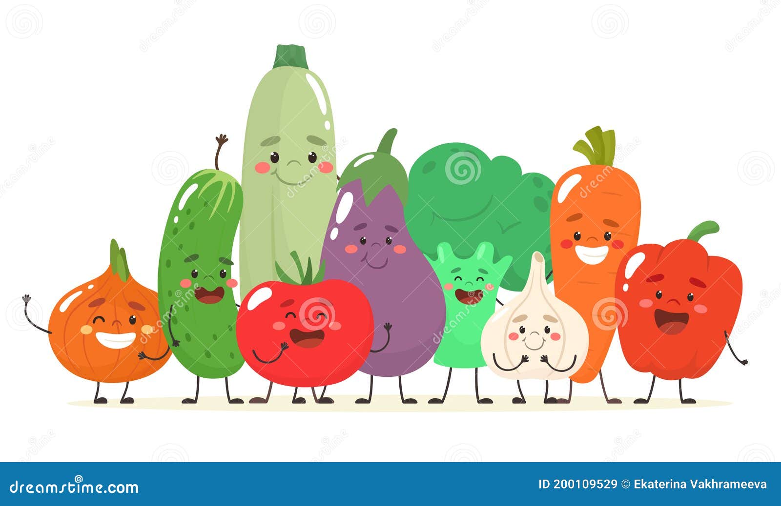 Legumes Engraçados Desenhos Animados Vector Isola Estilo Plano