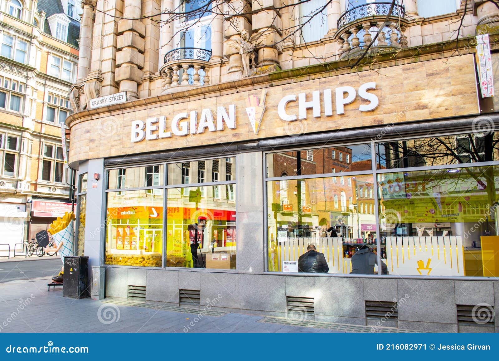 LEICESTER, ENGLAND 3 April 2021 Belgian Chips Restaurant Editorial
