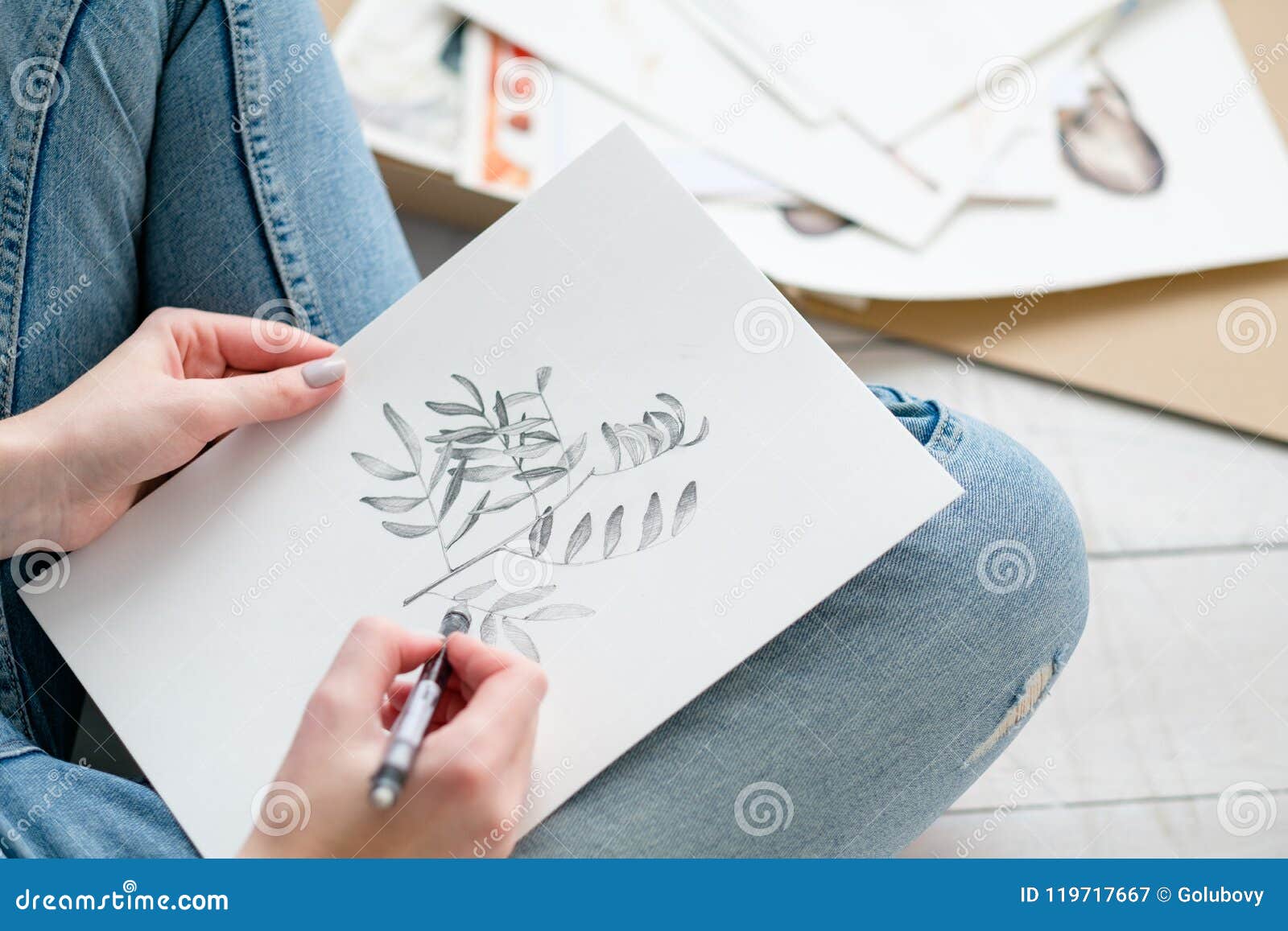 Leisure Art Talent Expression Girl Drawing Picture Stock Image - Image ...