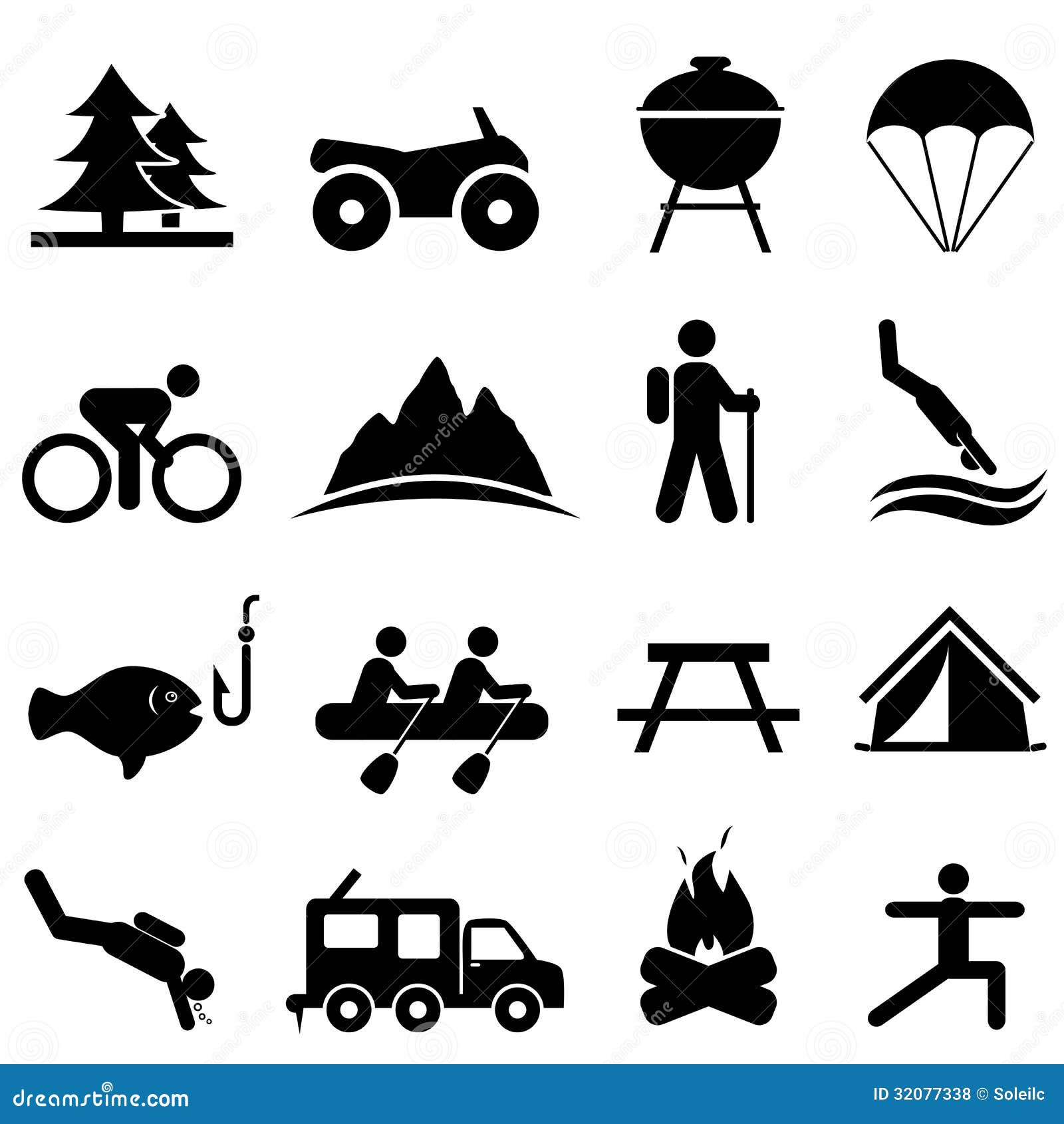 Leisure And Recreation Icons Stock Vector - Illustration of parachute,  golf: 32077338