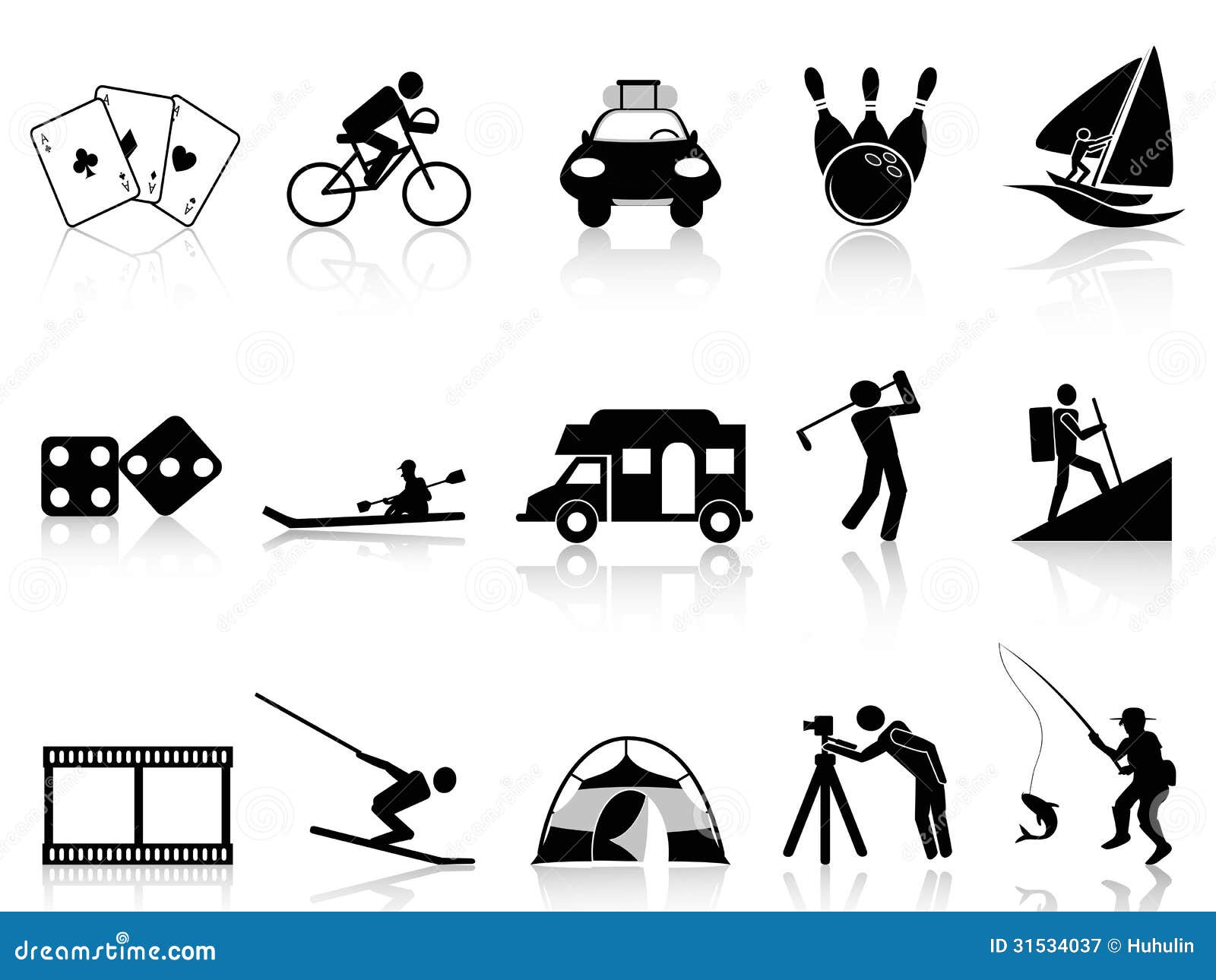 leisure and recreation icons set