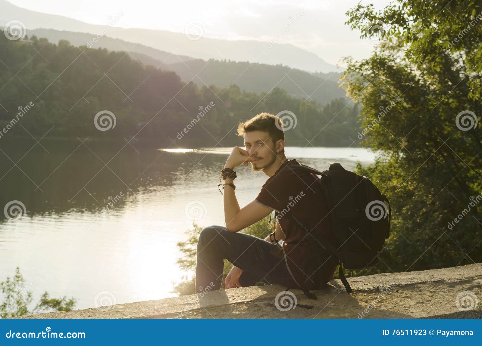 Leisure and Relax on a Lake Shore Stock Image Image of earring