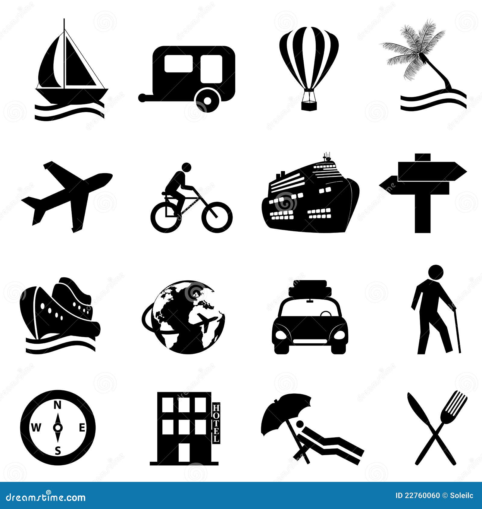 leisure, travel and recreation icon set