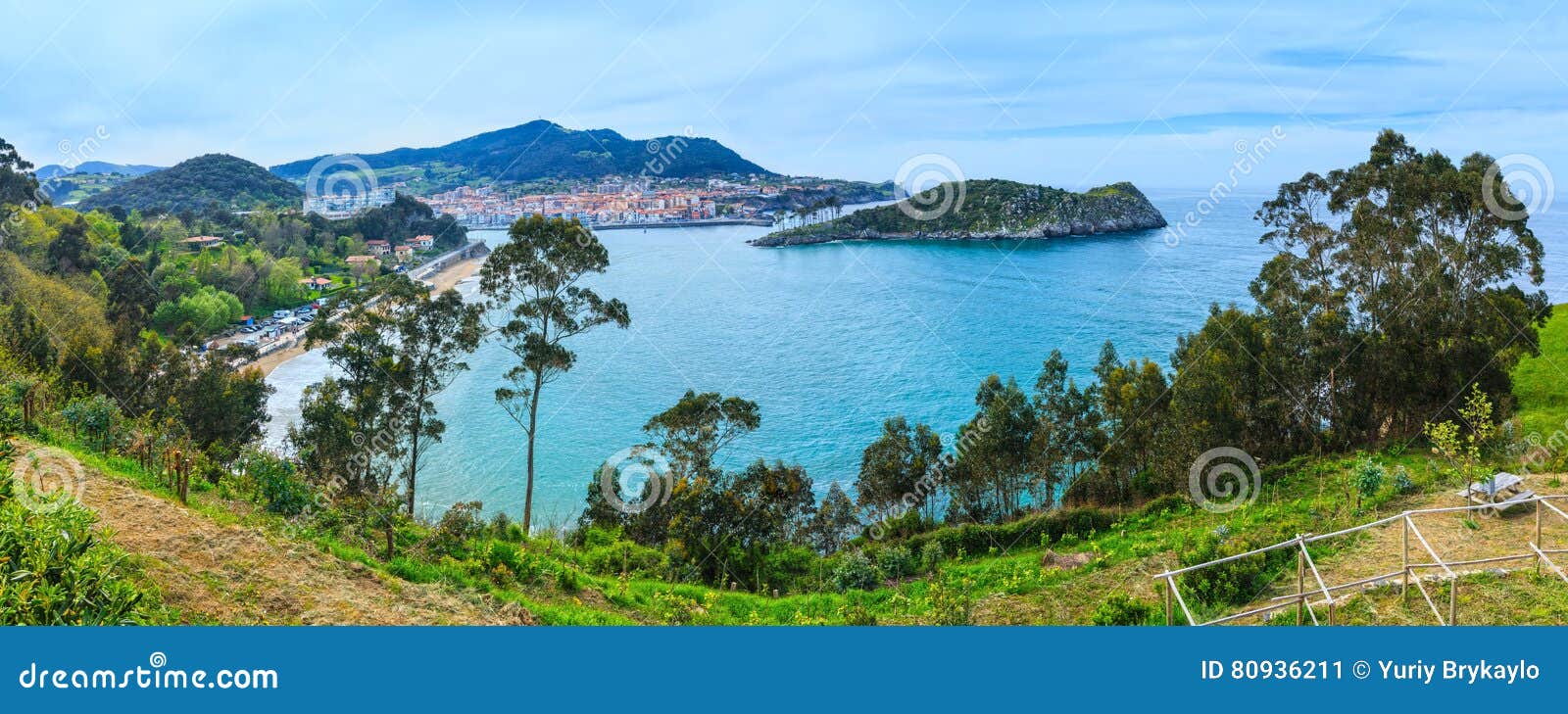 lekeitio town coastline, biscay, spain.