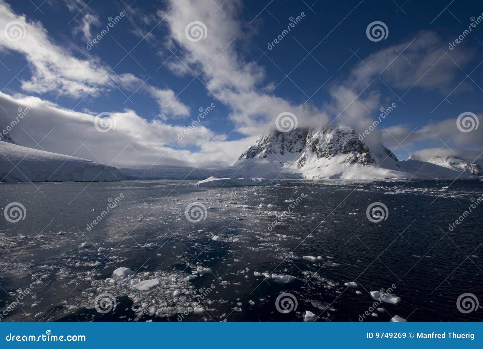 Mountain in the early morning light in the Lemaire Channel, Antarctica