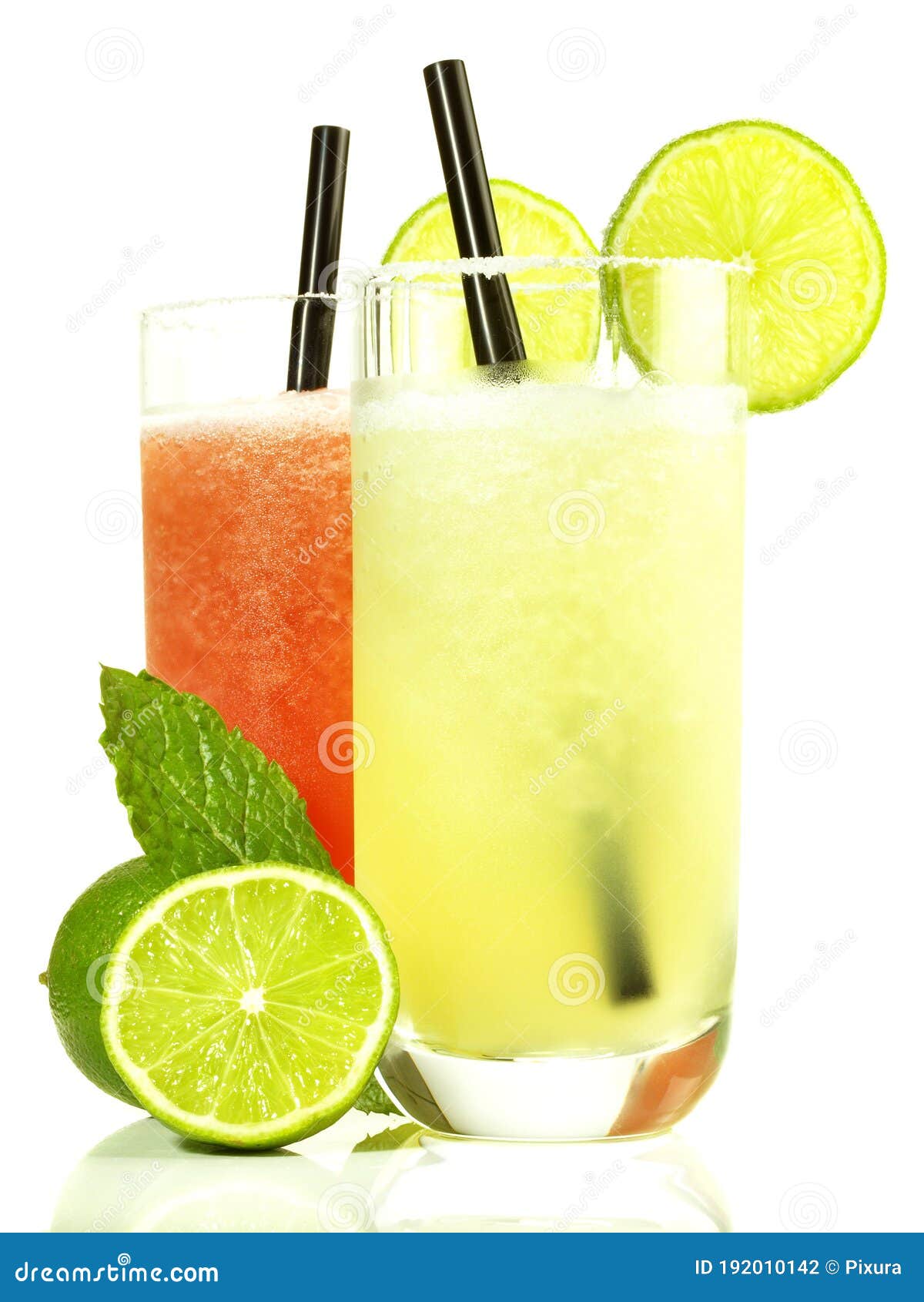 Lemon and Berry Margarita Isolated on White Background Stock Photo