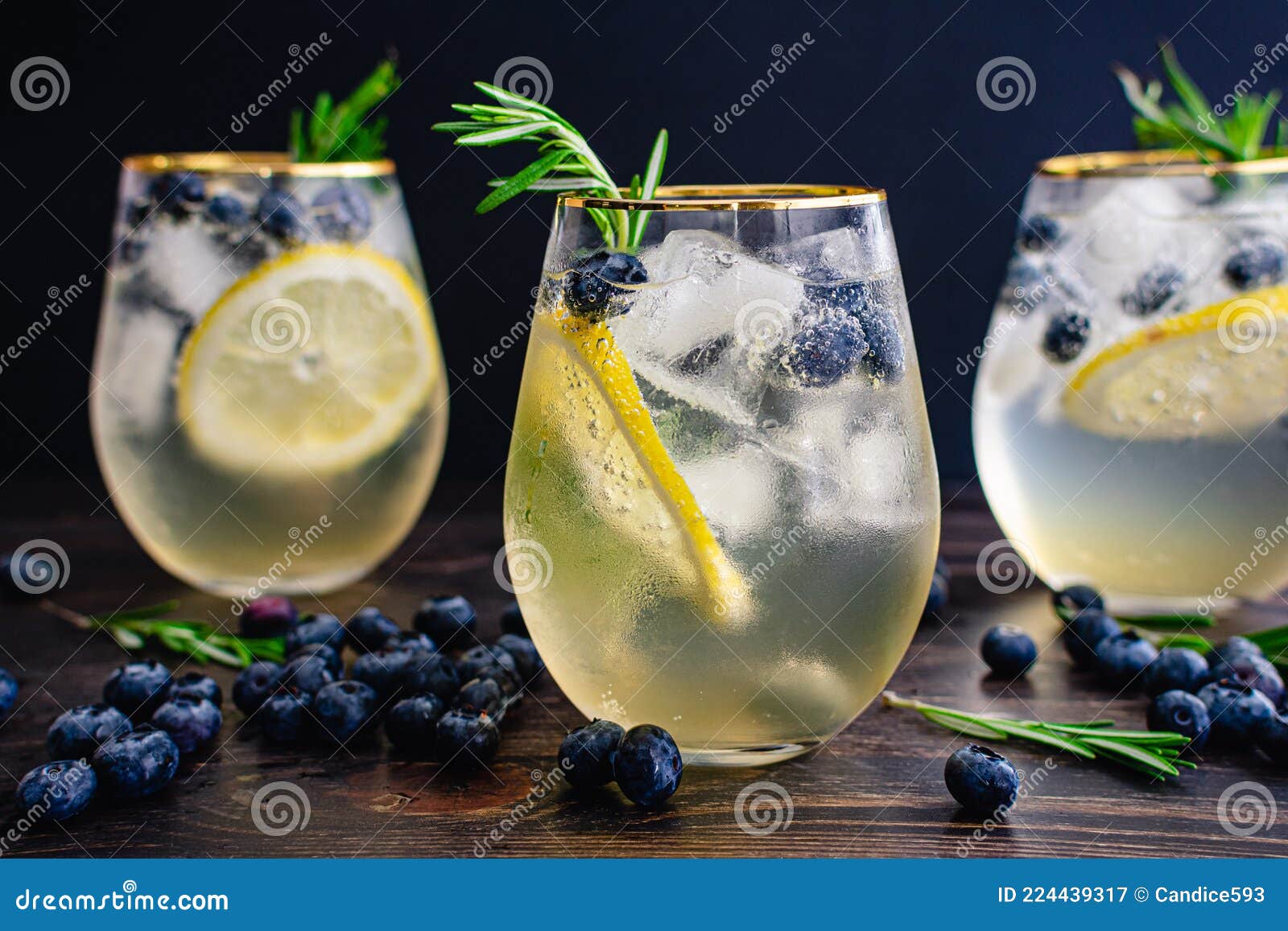 Lemon Blueberry Vodka Spritzer Cocktails Stock Image Image of food
