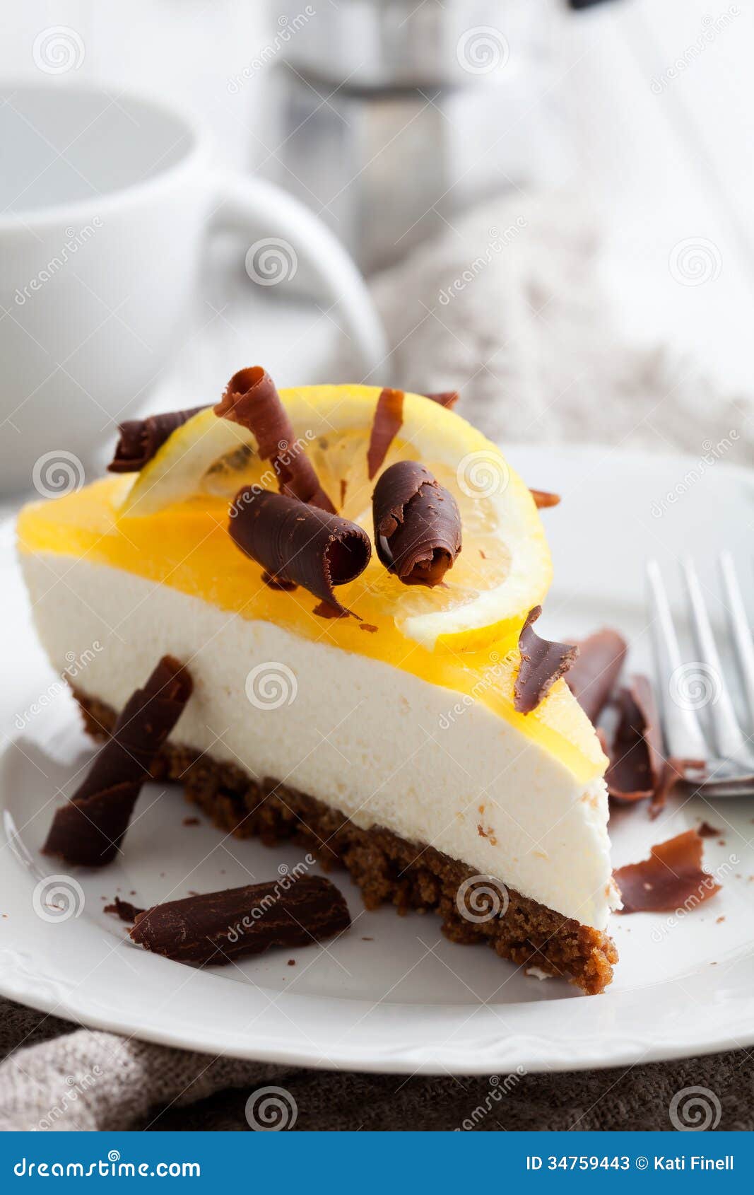 Lemon Cheesecake Modern Vector Illustration. Cake With Sliced Lemon Cartoon Vector 