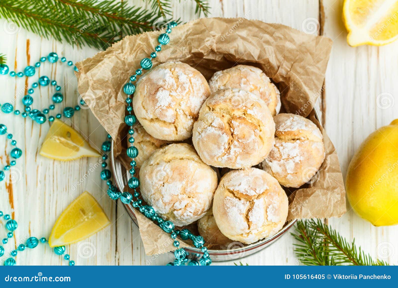 Lemon Cookies with Powdered Sugar. a Delicious Homemade Dessert Stock ...