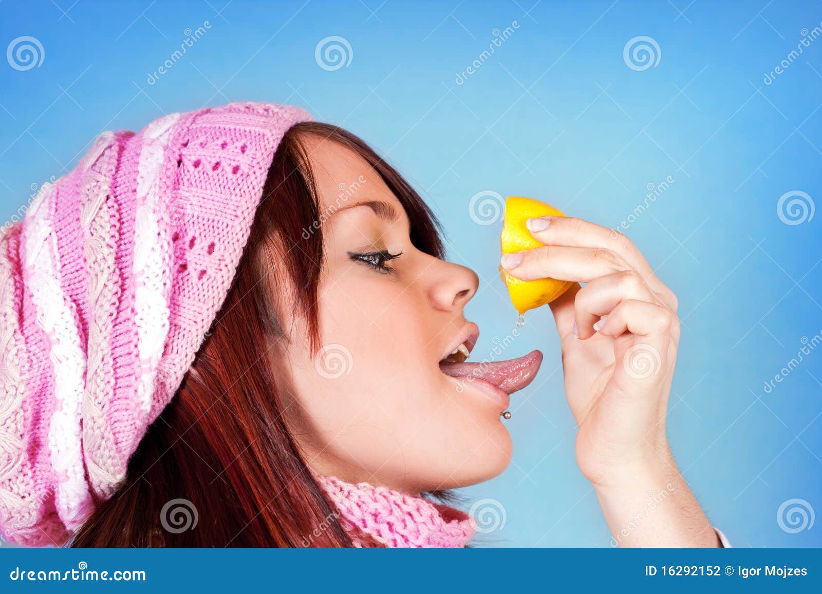 Lemon Droplet on the Tongue Stock Photo Image of funny, food 16292152