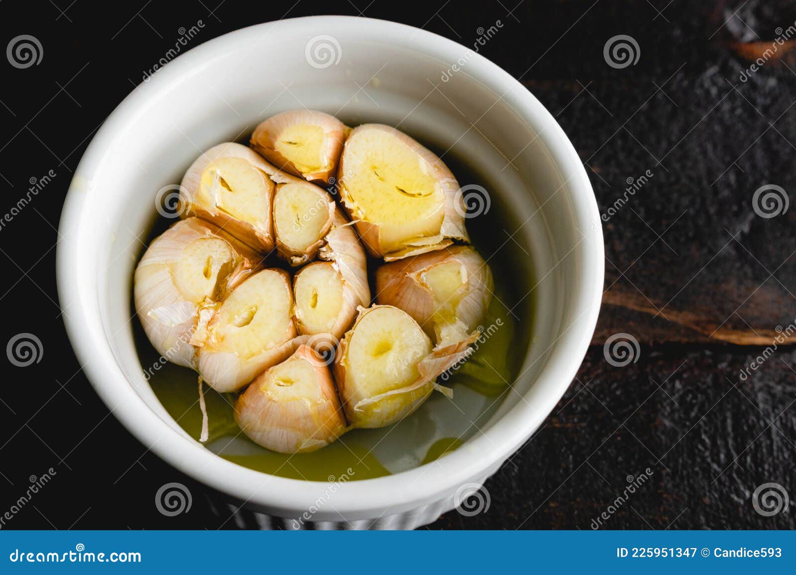 Trimmed Head of Garlic Drizzled in Olive Oil Stock Image Image of