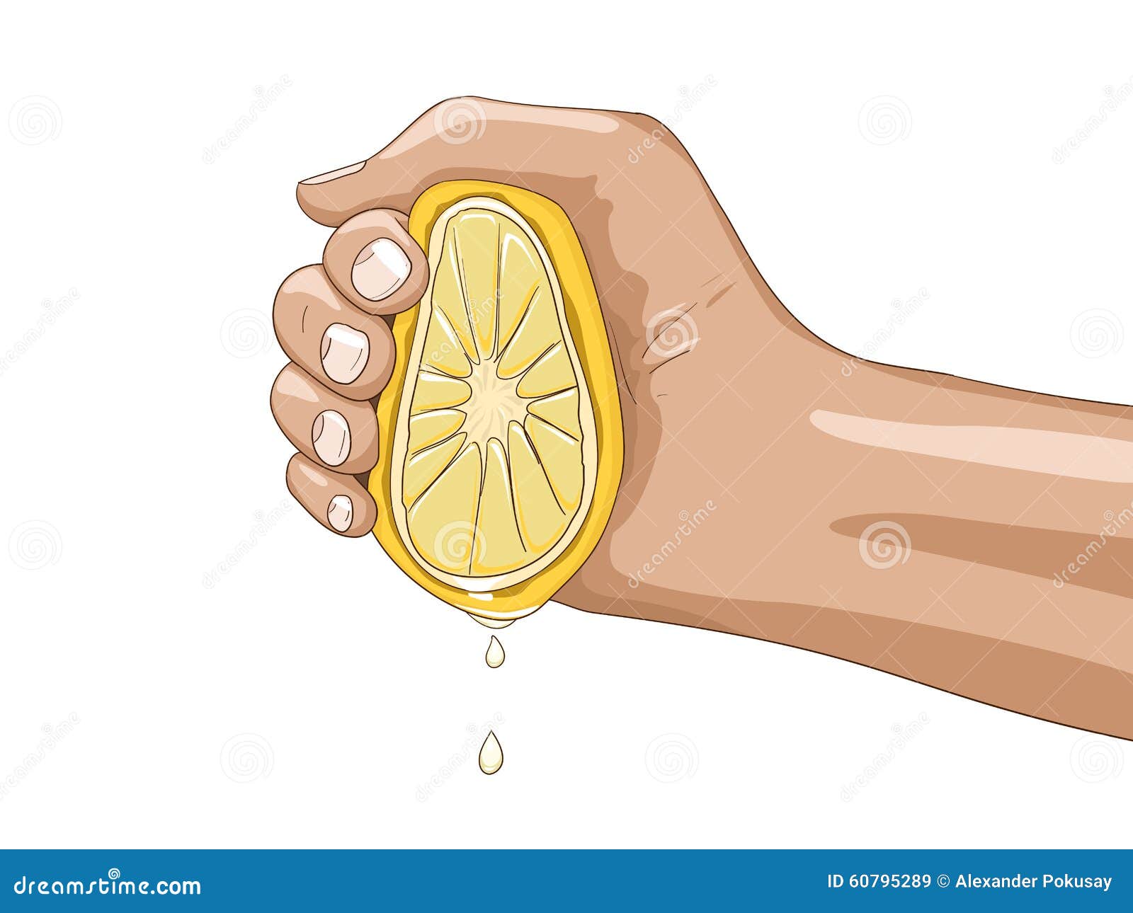 lemon with hand  