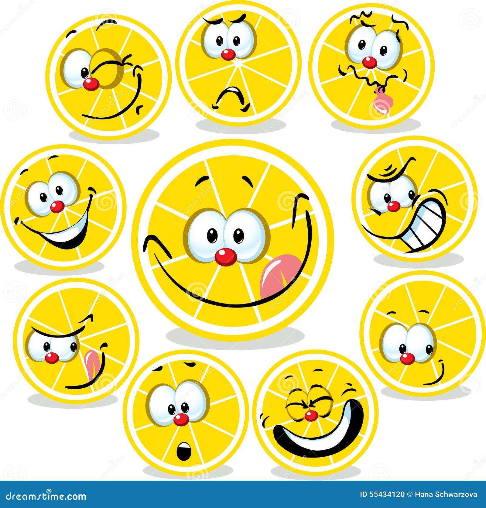 Lemon Icon Cartoon With Funny Faces Stock Vector - Image: 55434120