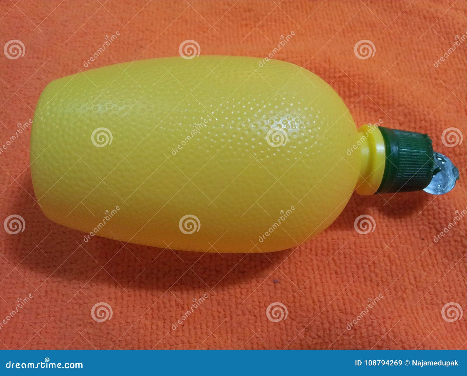 Lemon Juice Bottle with Green Cap Stock Image Image of life, bottle