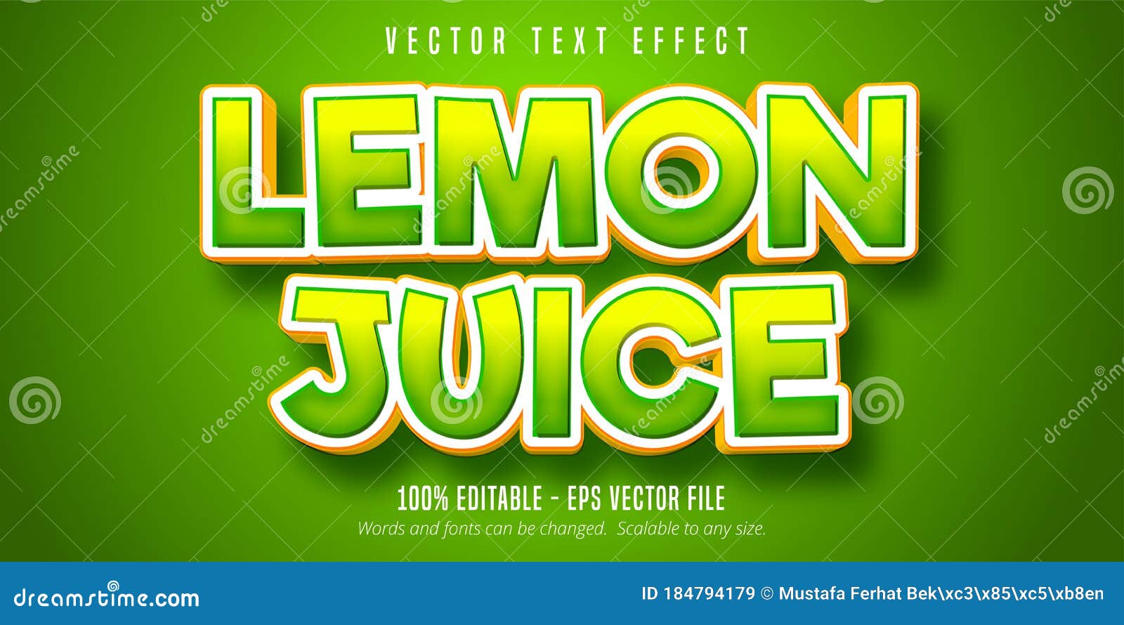 lemon juice text, green editable text effect