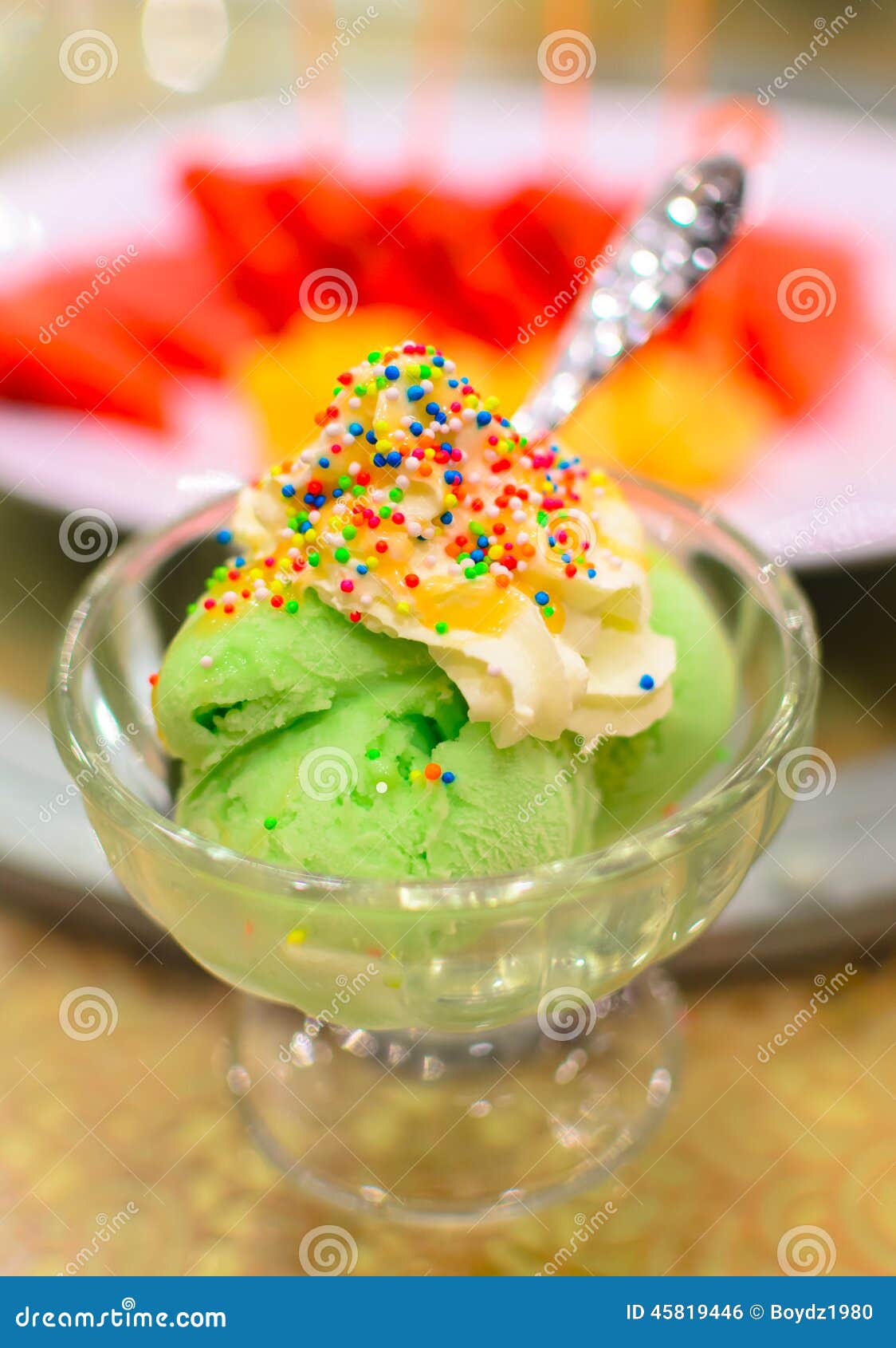 Lemon lime ice cream stock photo. Image of glass, cream 45819446