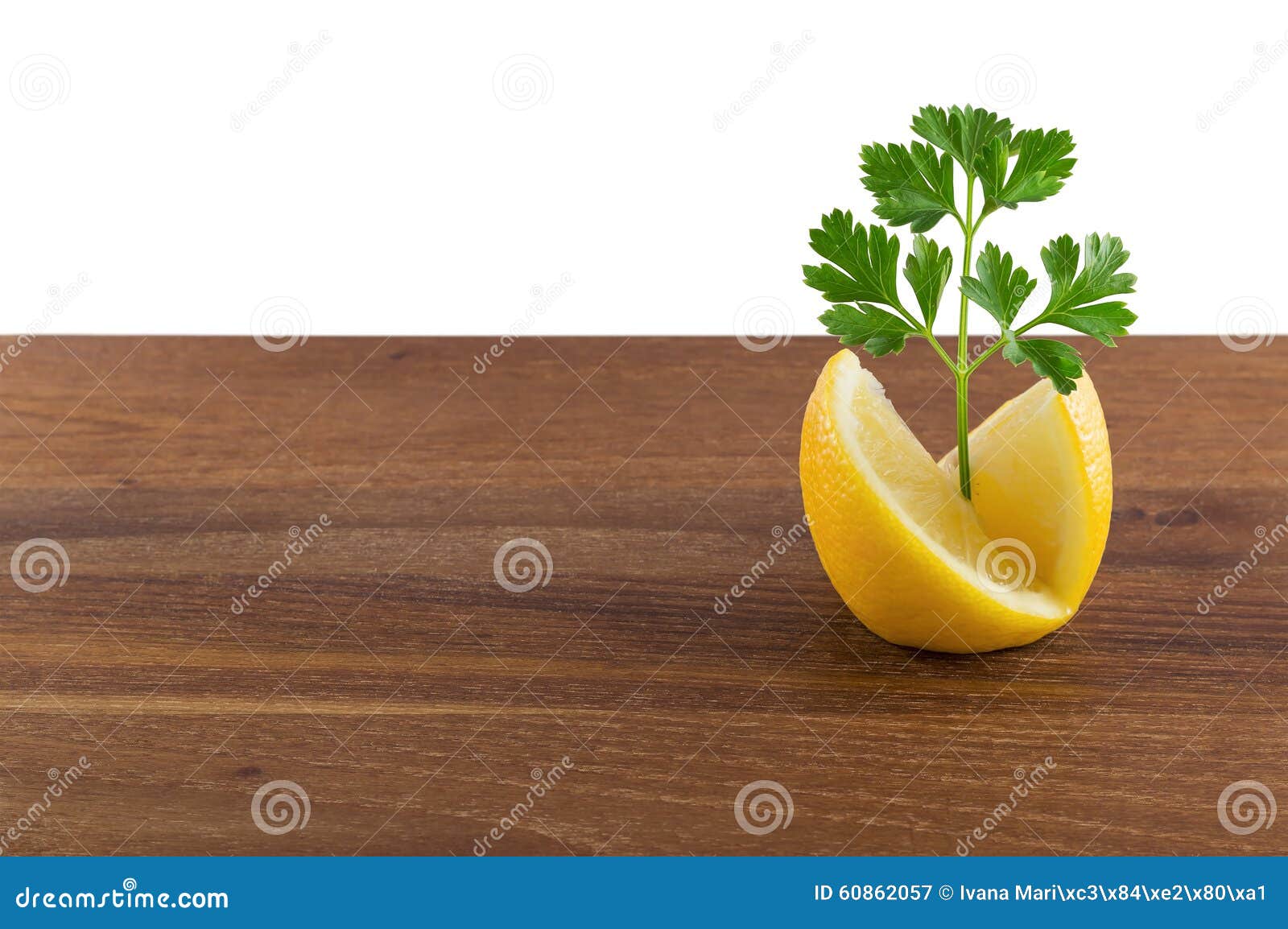 Lemon and parsley garnish stock image. Image of decoration 60862057