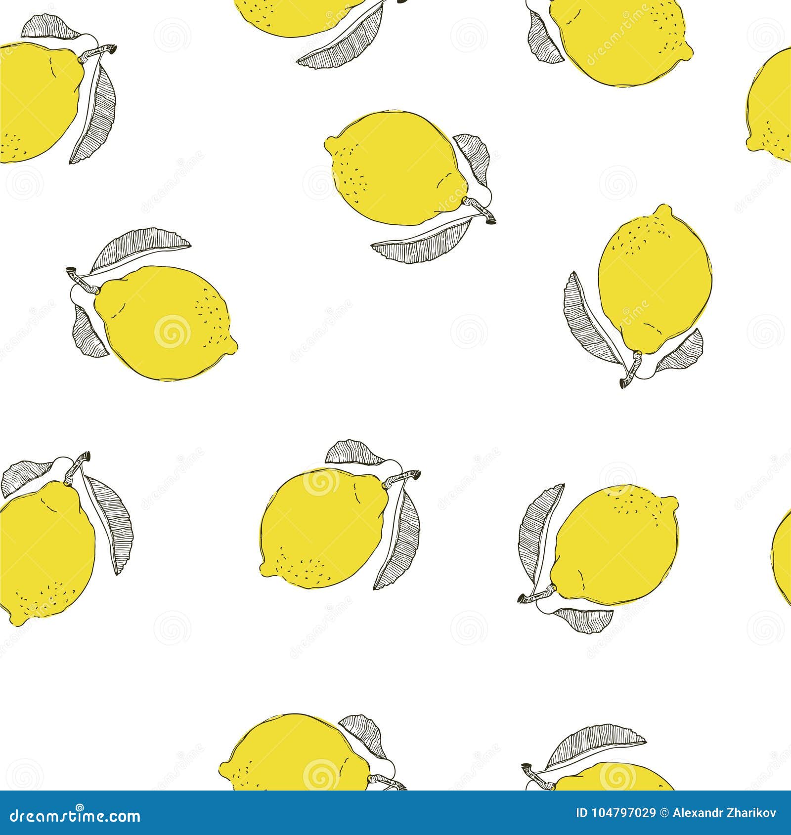 lemon pattern. hand sketch of the fruit
