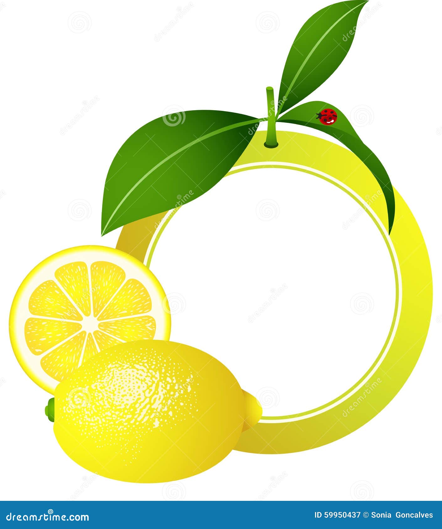 image representing a lemon photo frame, on white.