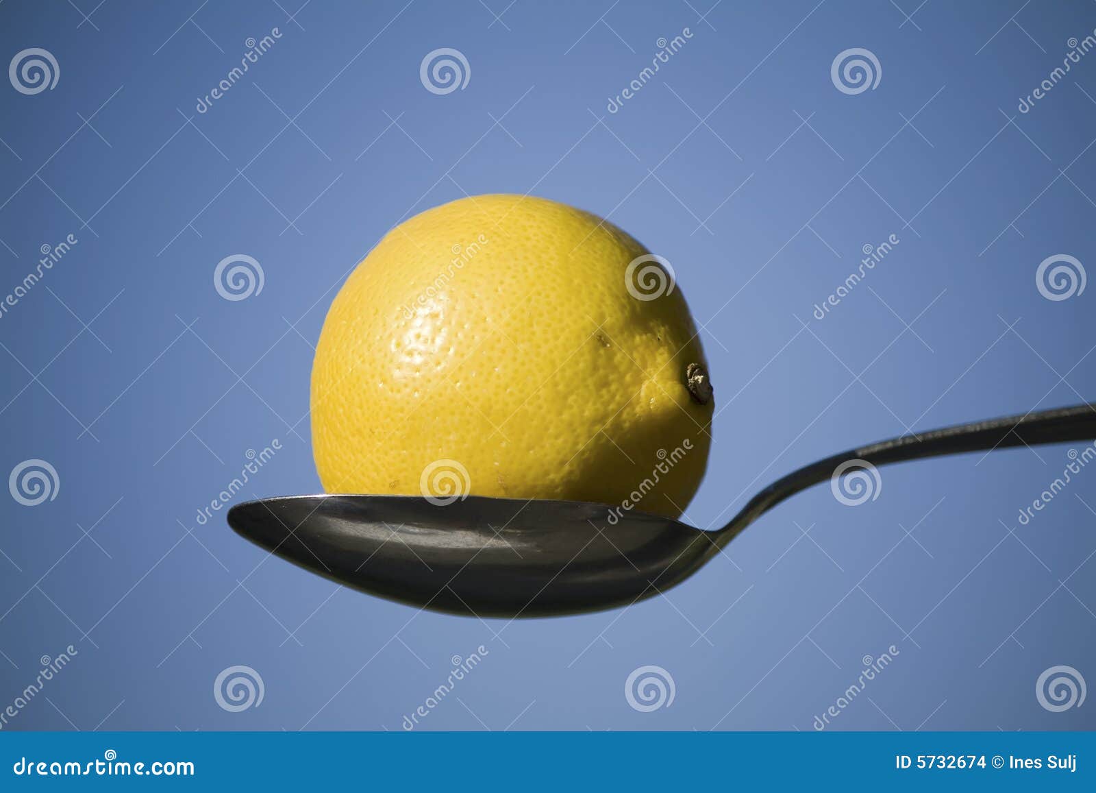 Lemon and spoon stock photo. Image of lemons, blue, citrus 5732674