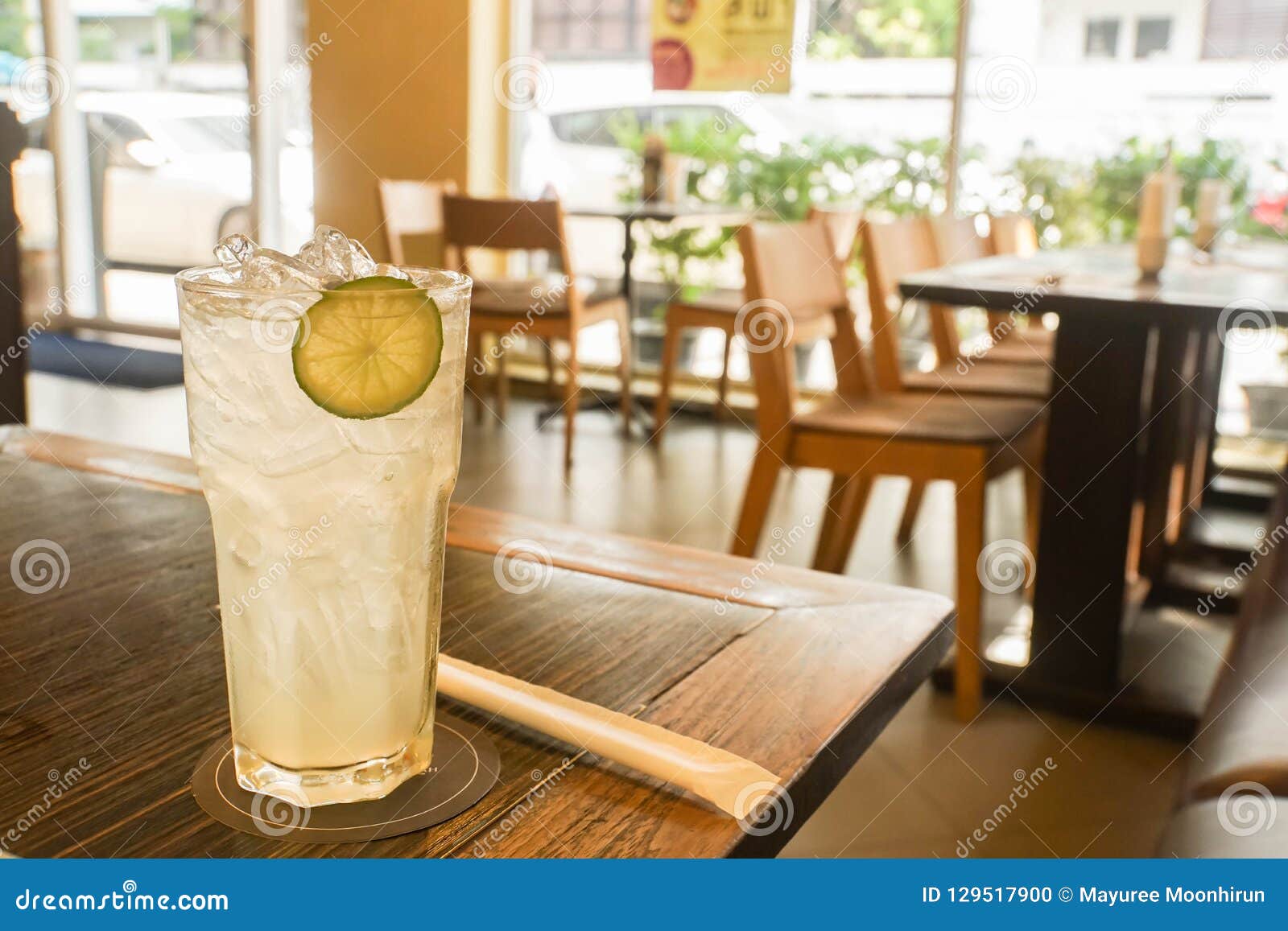 Lemonade Glass for Refreshment at Restaurant in Lunch Time Stock Photo