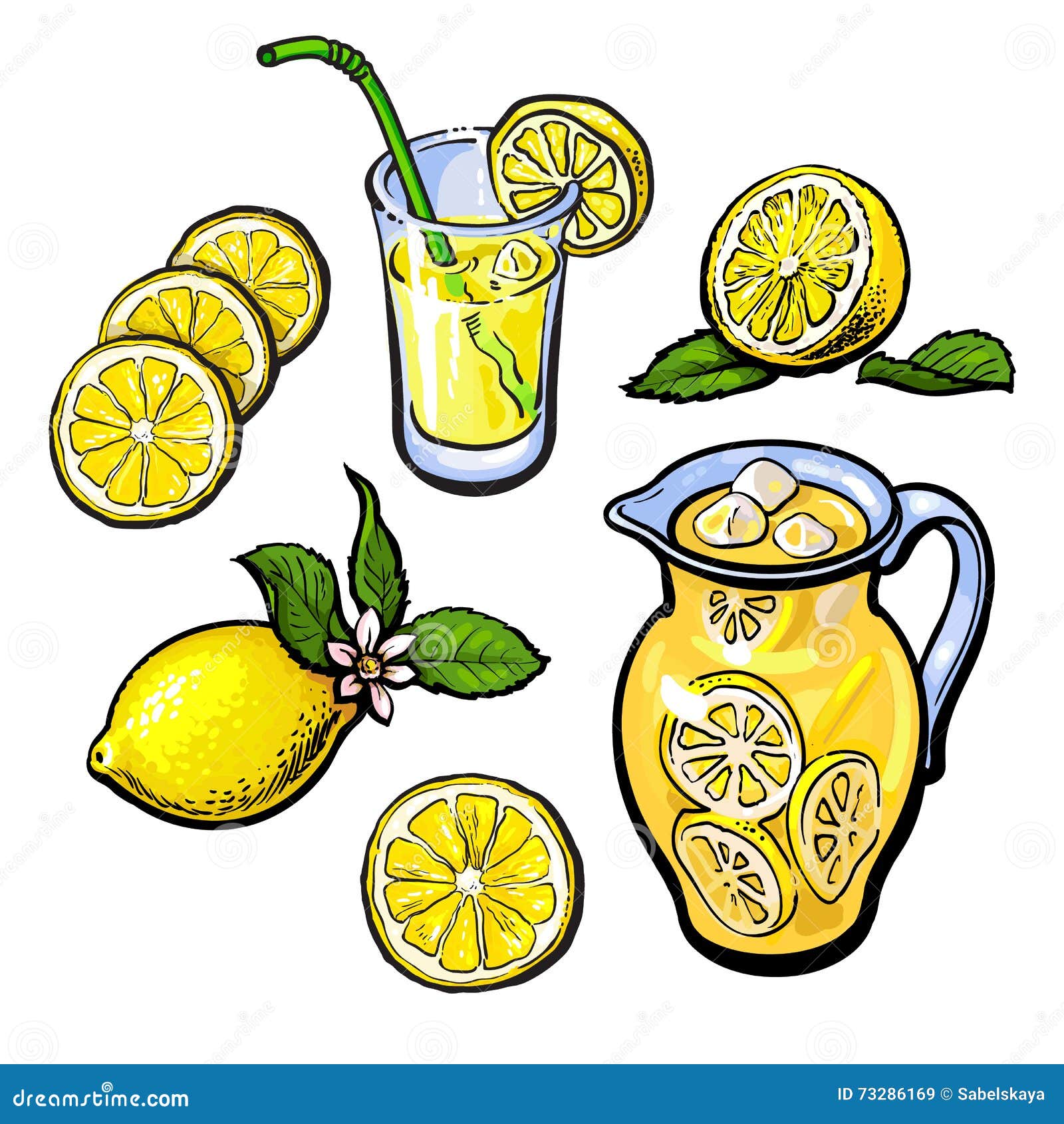 Hand Drawn Jug Of Lemonade Stock Illustration - Download Image Now