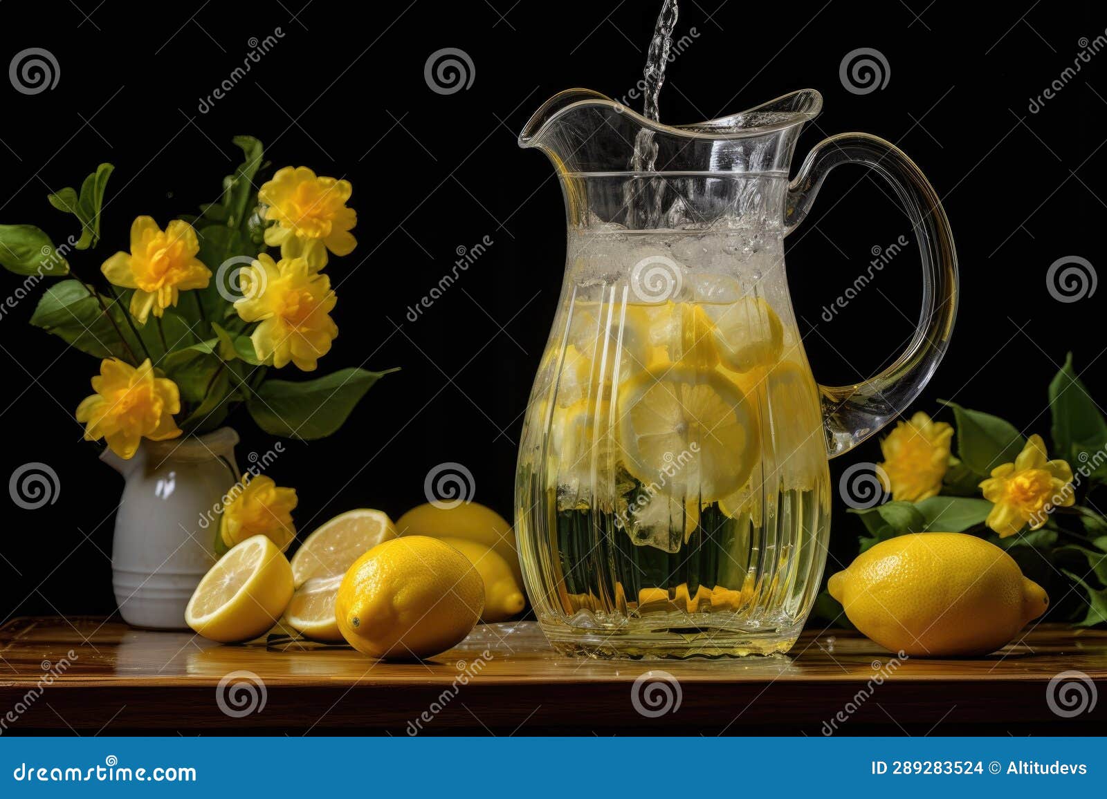 Lemonade Pouring from a Pitcher into a Glass Stock Photo Image of