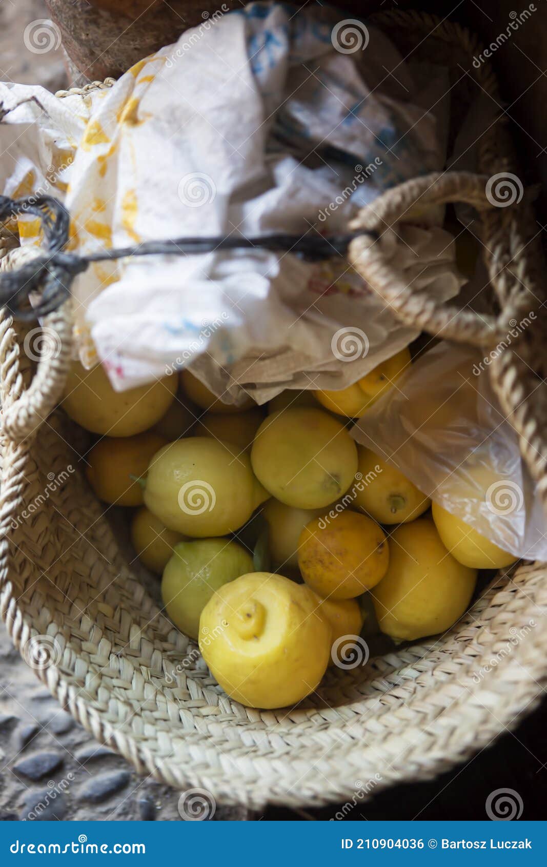 lemons in buckets, chefchouen morocco
