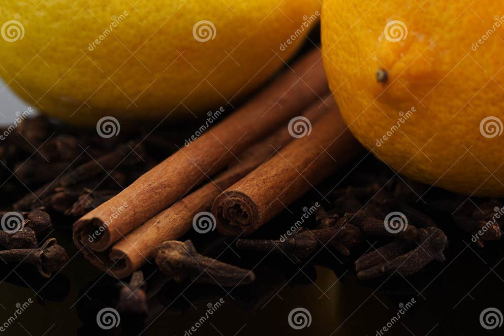 Lemons, Cinnamon and Cloves Stock Image Image of produce, preparation