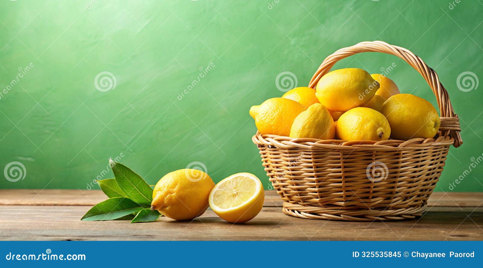 lemons and lemon cest on green background generative ai