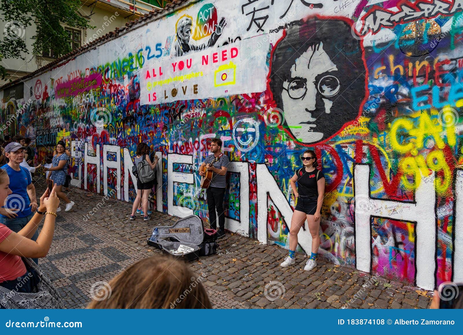 Lennon Wall Prague in Czech Republic. Editorial Stock Photo Image of