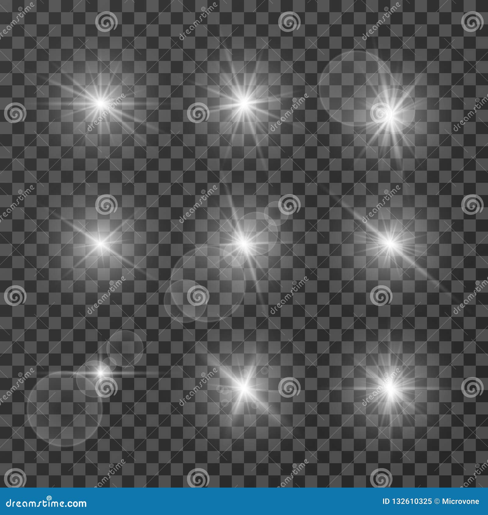 lens effects. camera flash light, flare. white light spot glowing sparkles, starlight  on transparent background