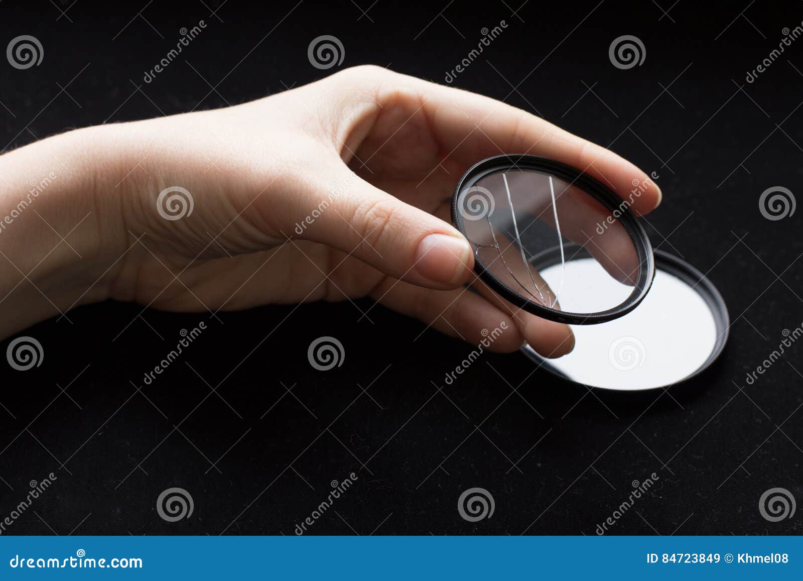Lens Filter with a Broken Glass. Camera Lens Stock Image Image of