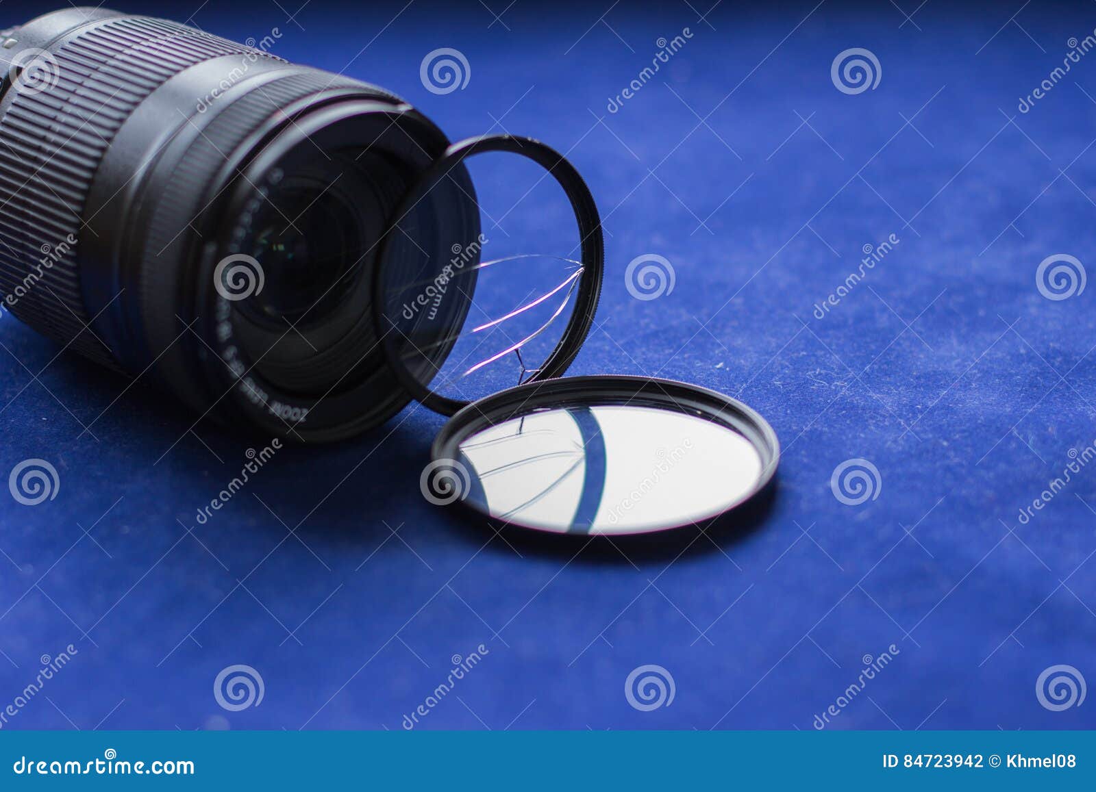 Lens Filter with a Broken Glass. Camera Lens Stock Photo Image of