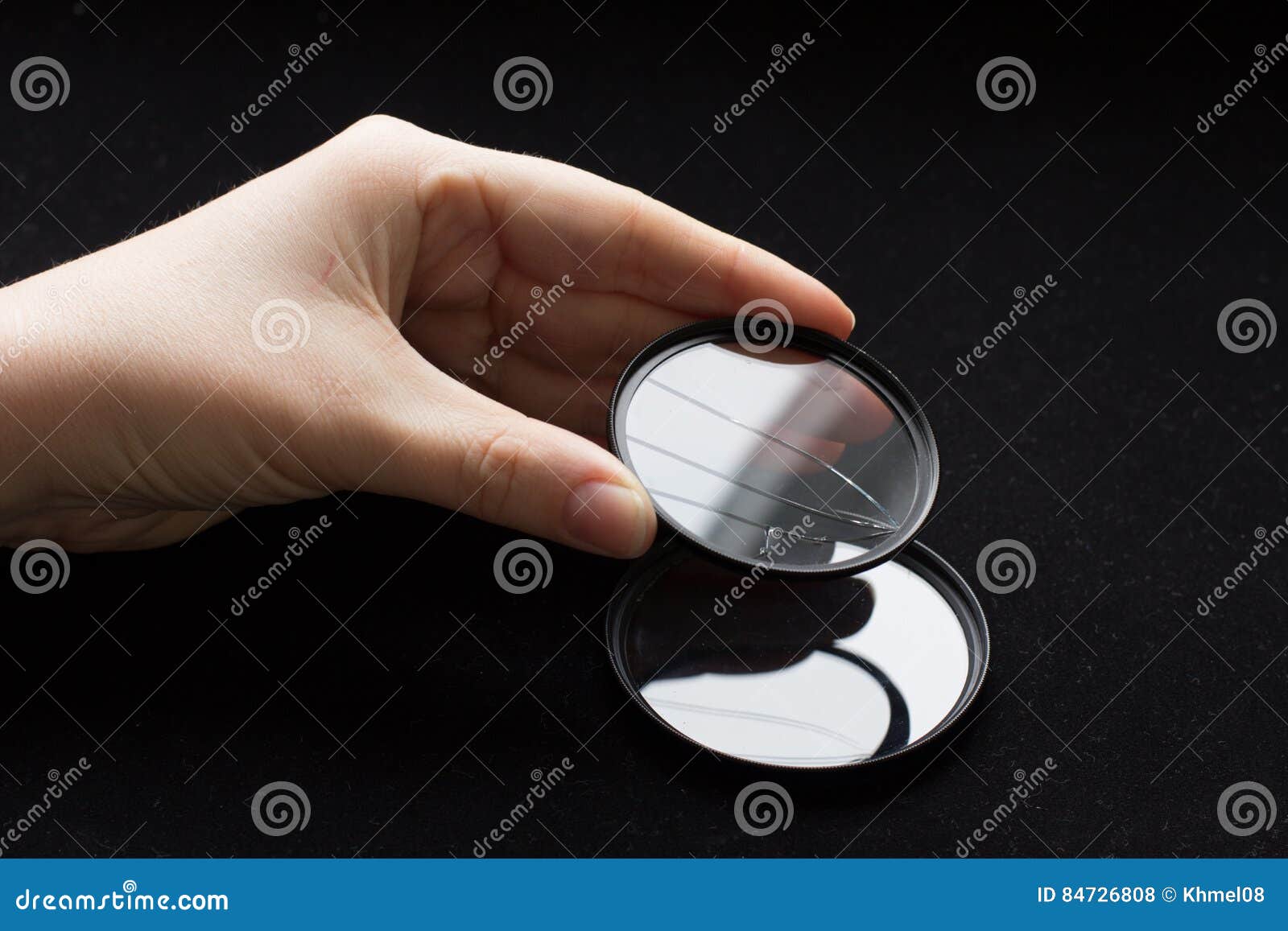 Lens Filter with a Broken Glass. Camera Lens Stock Photo Image of