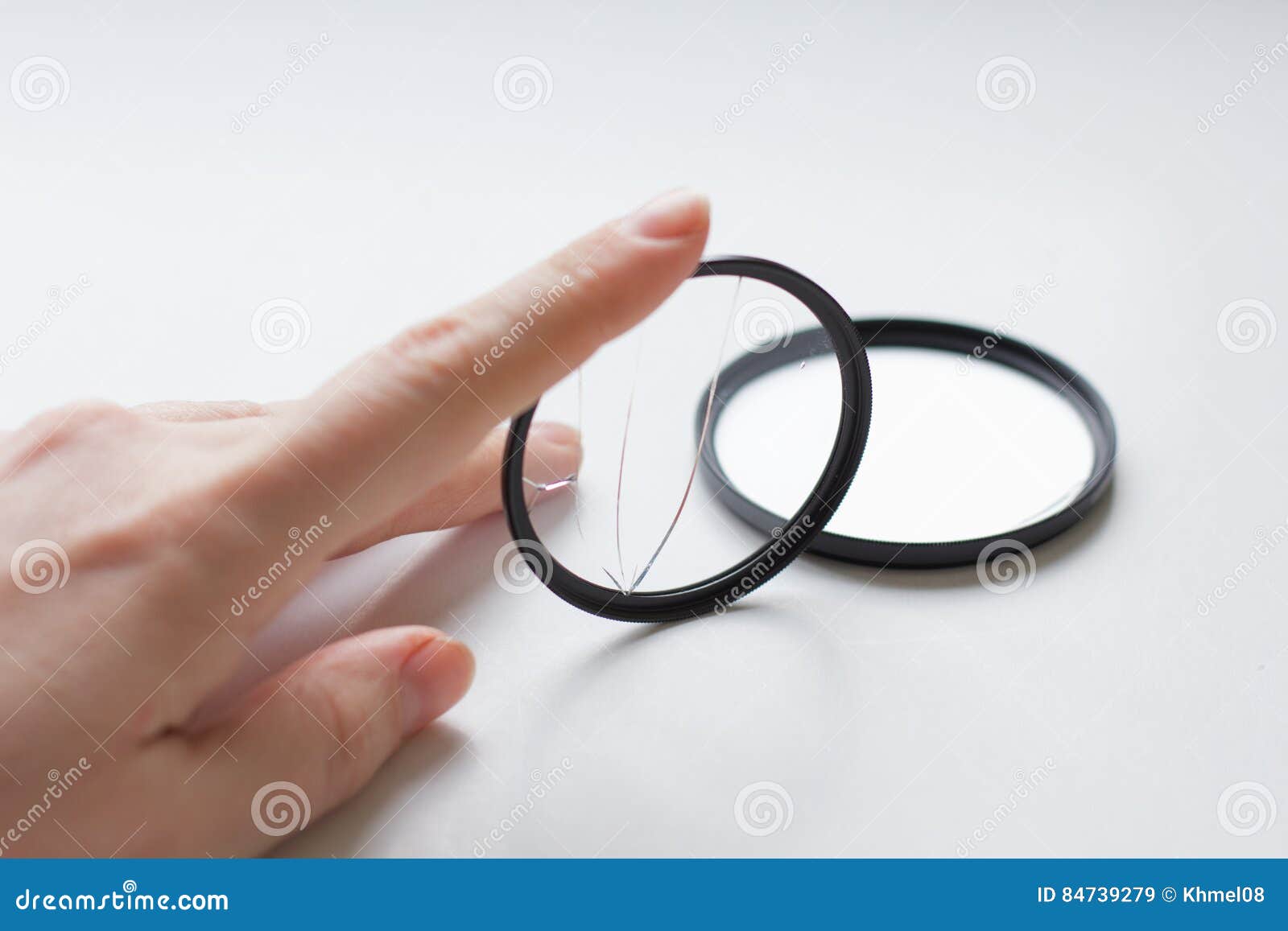 Lens Filter with a Broken Glass. Camera Lens Stock Image Image of