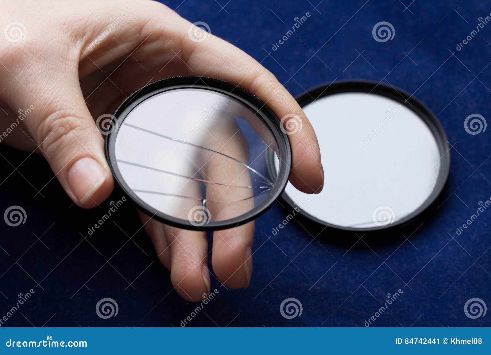 Lens Filter with a Broken Glass. Camera Lens Stock Image Image of