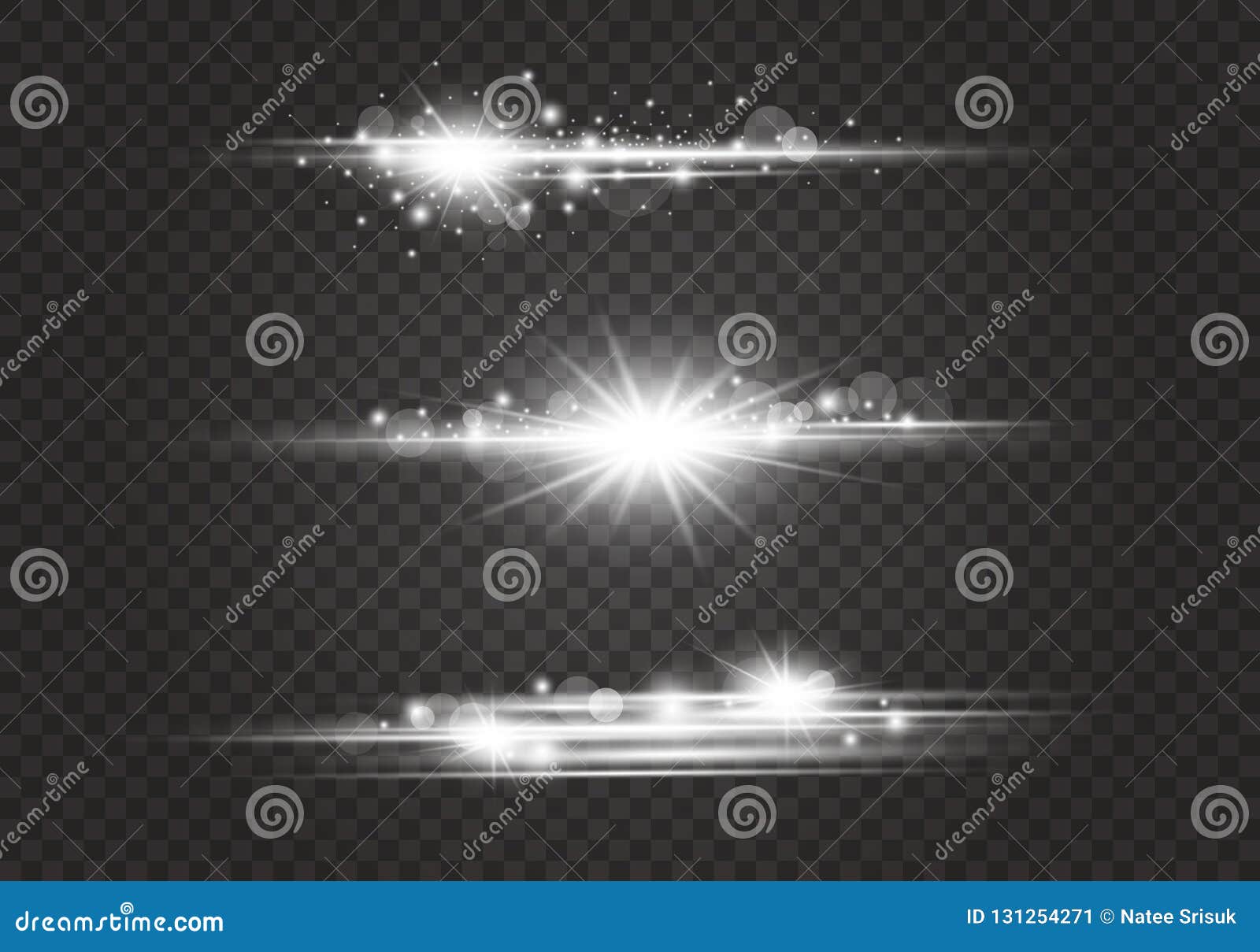 lens flares and lighting effects on transparent background