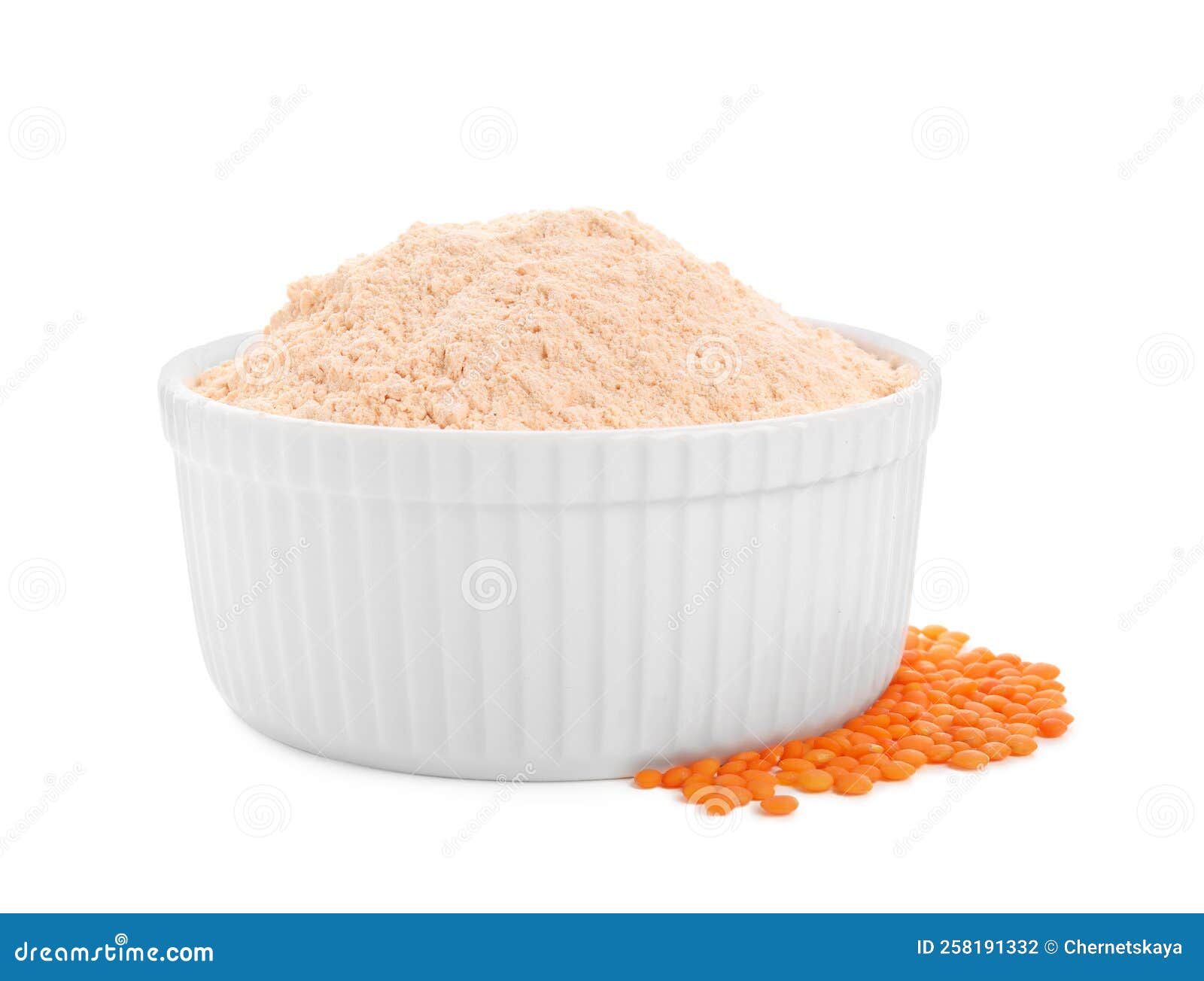 Lentil Flour in Bowl and Seeds Isolated on White Stock Photo Image of