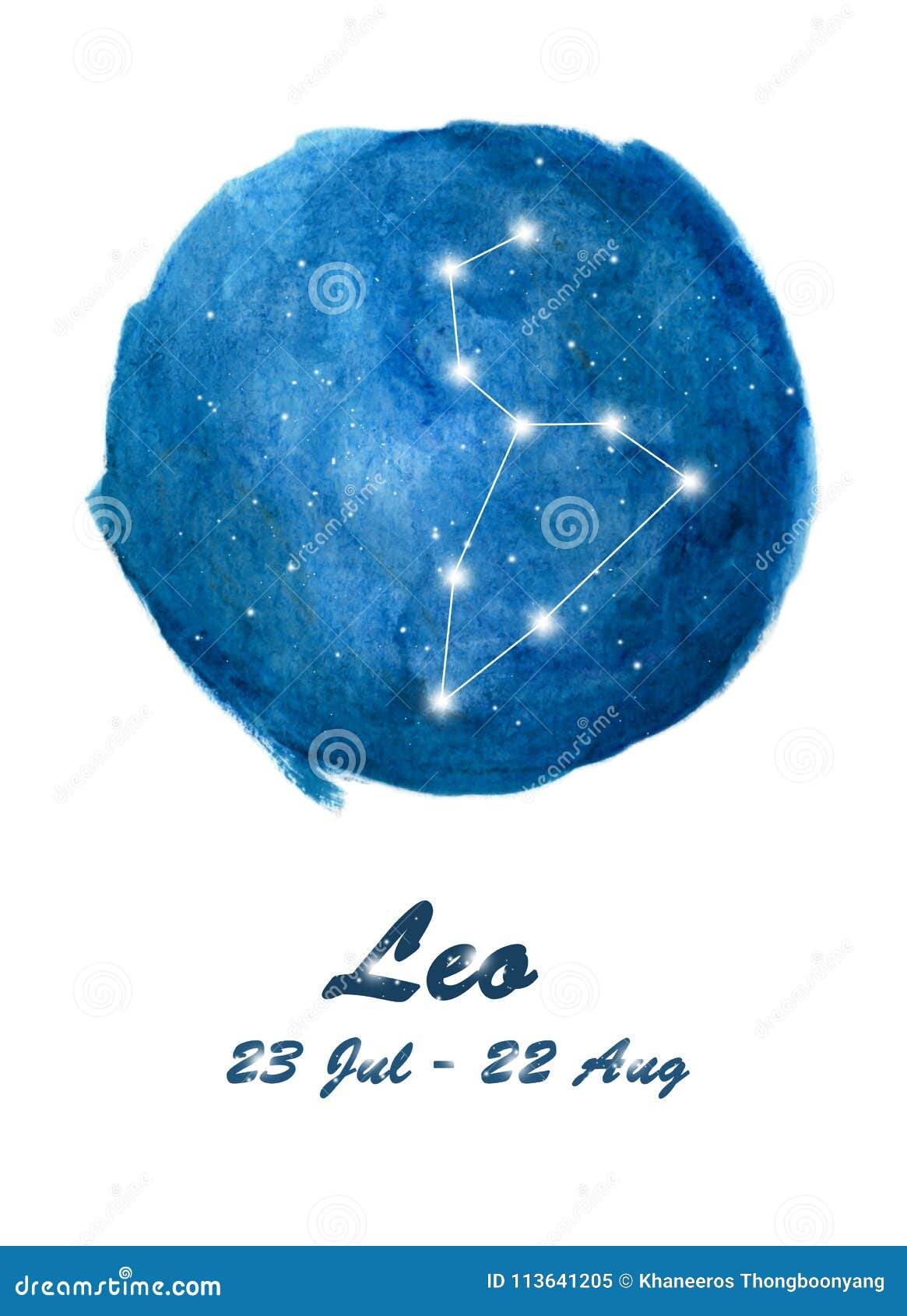 Leo Constellation Icon of Zodiac Sign Leo in Cosmic Stars Space. Blue ...