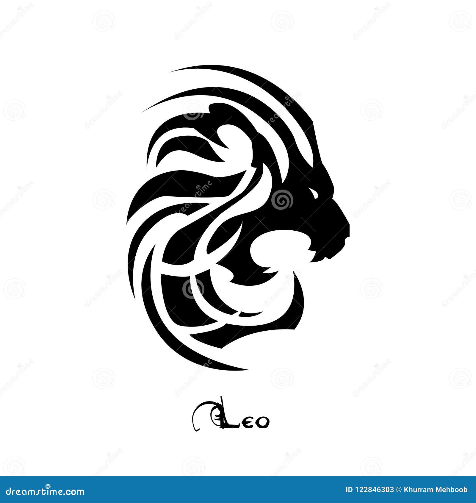 Leo Zodiac Sign Tattoo Style Stock Illustration - Illustration of aquarius, zodiac: 122846303