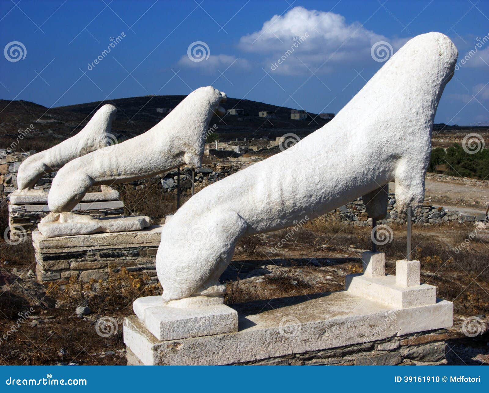 Leones de Delos en Grecia foto de archivo. Imagen de mosaico - 39161910