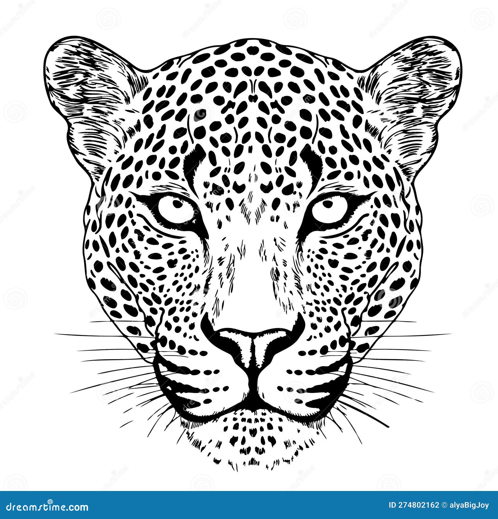 Leopard Face Hand Drawn Sketch Vector Illustration Stock Illustration