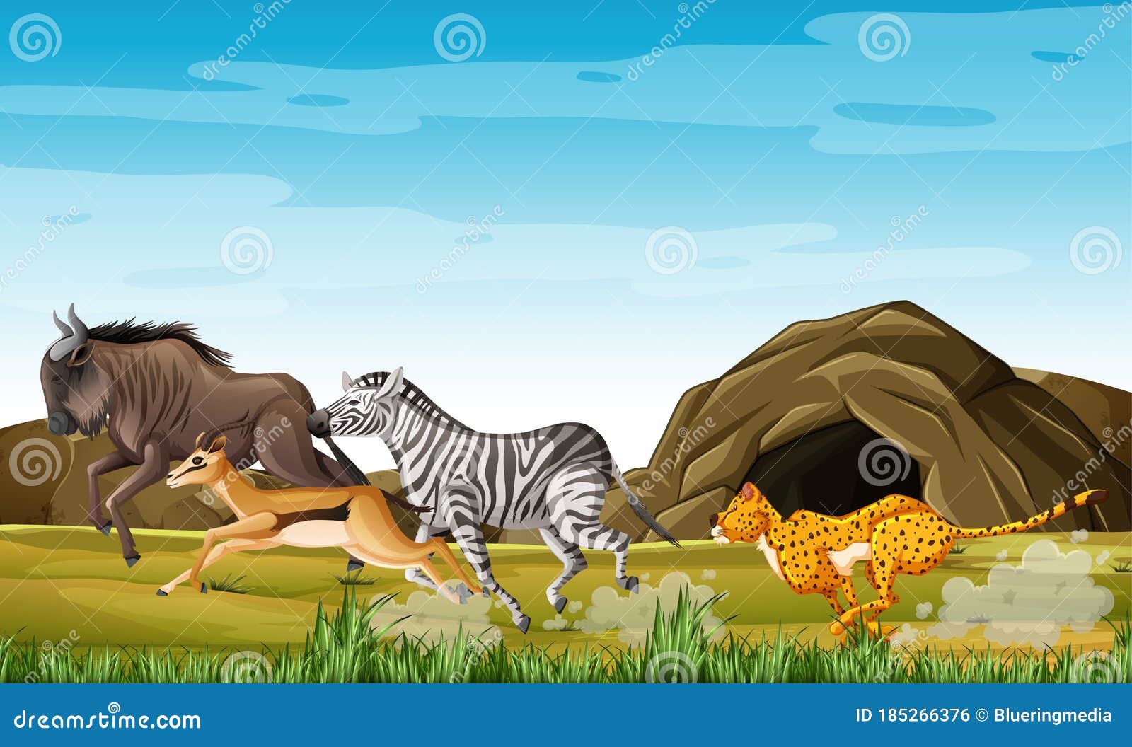 Leopard Hunting Animals in Cartoon Character on Forest Background Stock Vector - Illustration of lions, collection: 185266376 Leopard Hunting Animals in Cartoon Character on Forest Background Stock Vector - Illustration of lions, collection: 185266376
