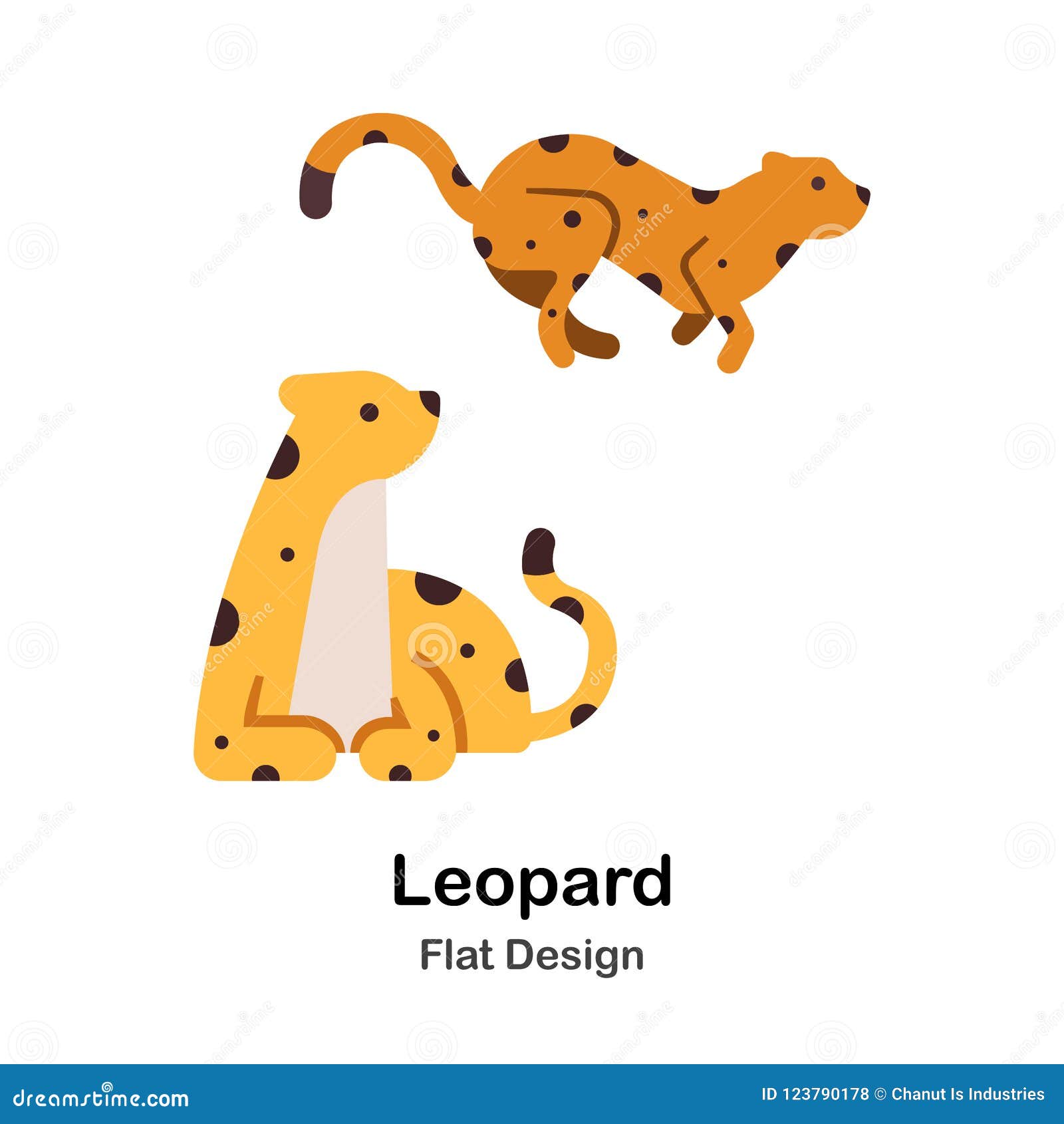 Leopard Flat Icon stock vector. Illustration of animals - 123790178