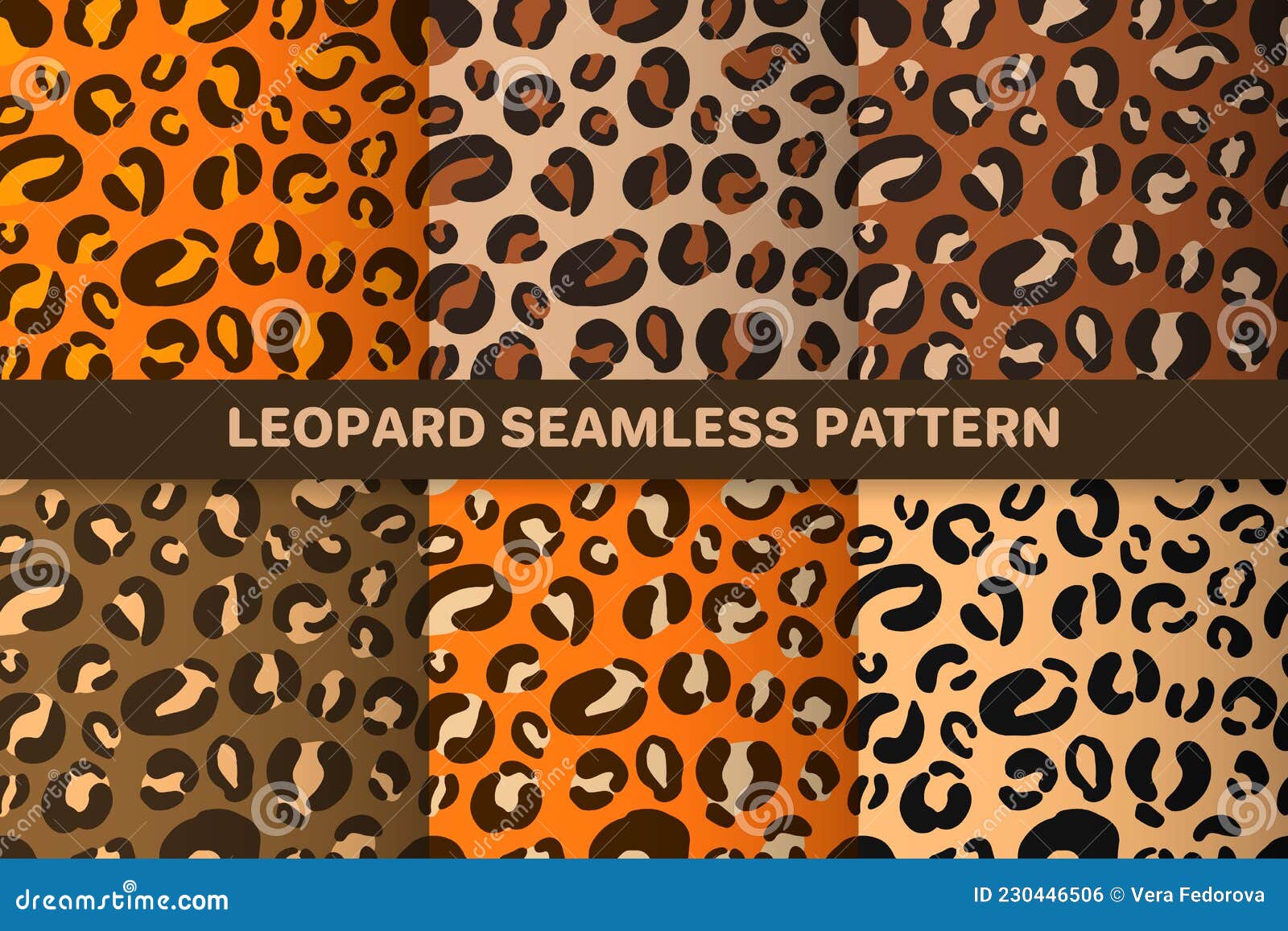 Leopard or Jaguar Seamless Pattern Set. Trendy Animal Print with ...