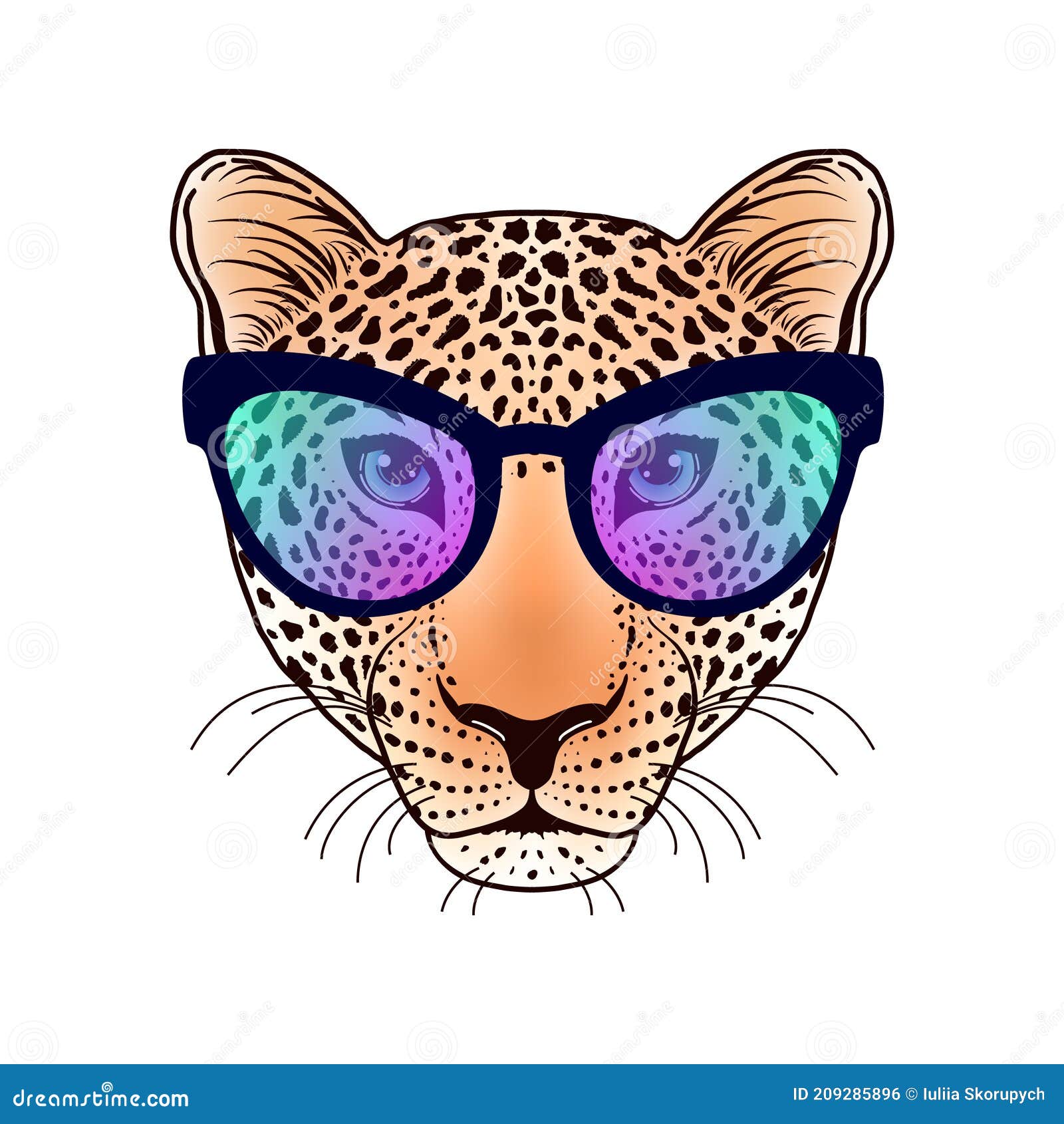 Leopard Muzzle with Sunglasses Stock Vector - Illustration of strong ...